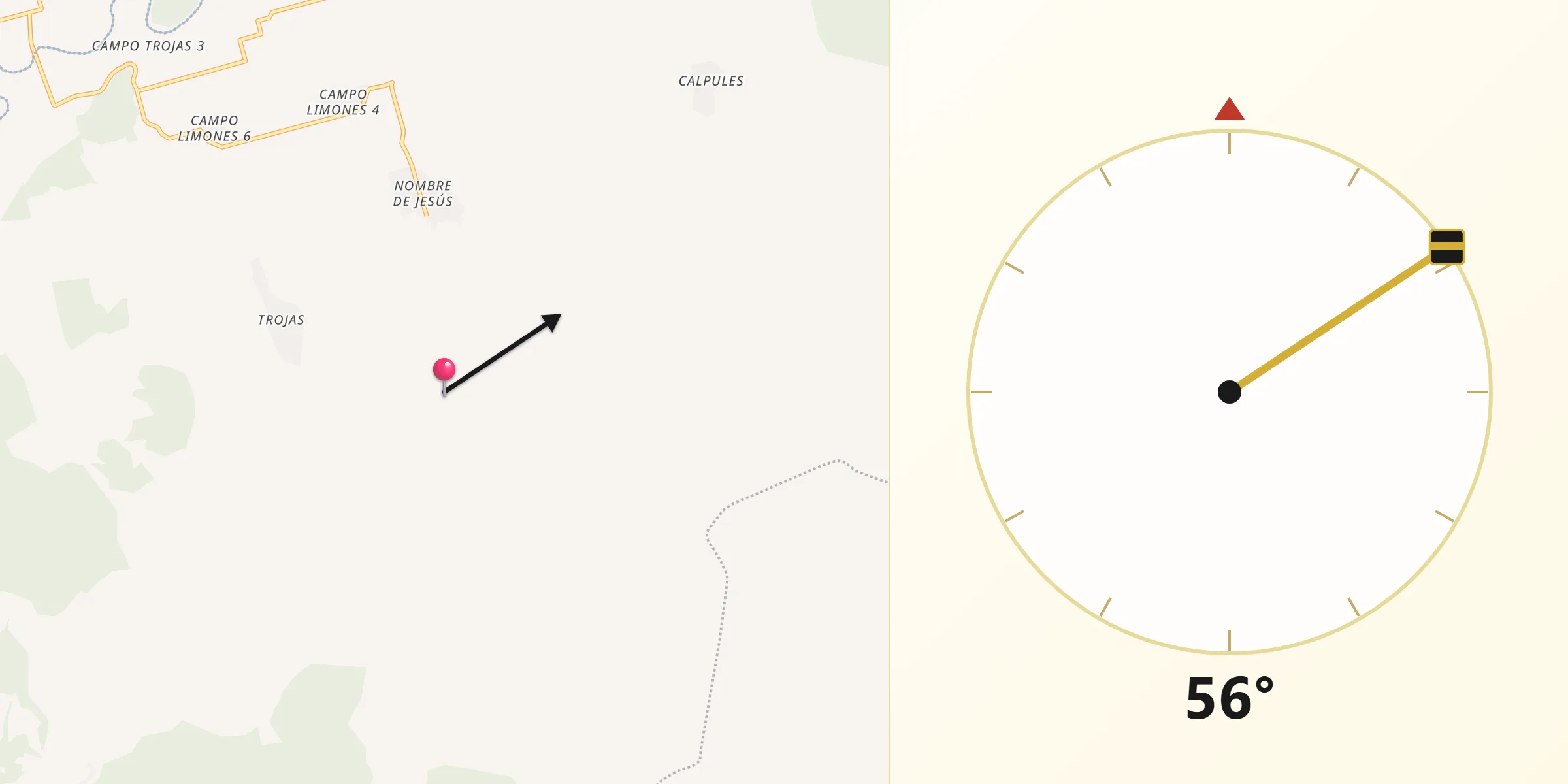 Dirección de la Qibla desde Nombre de Jesús