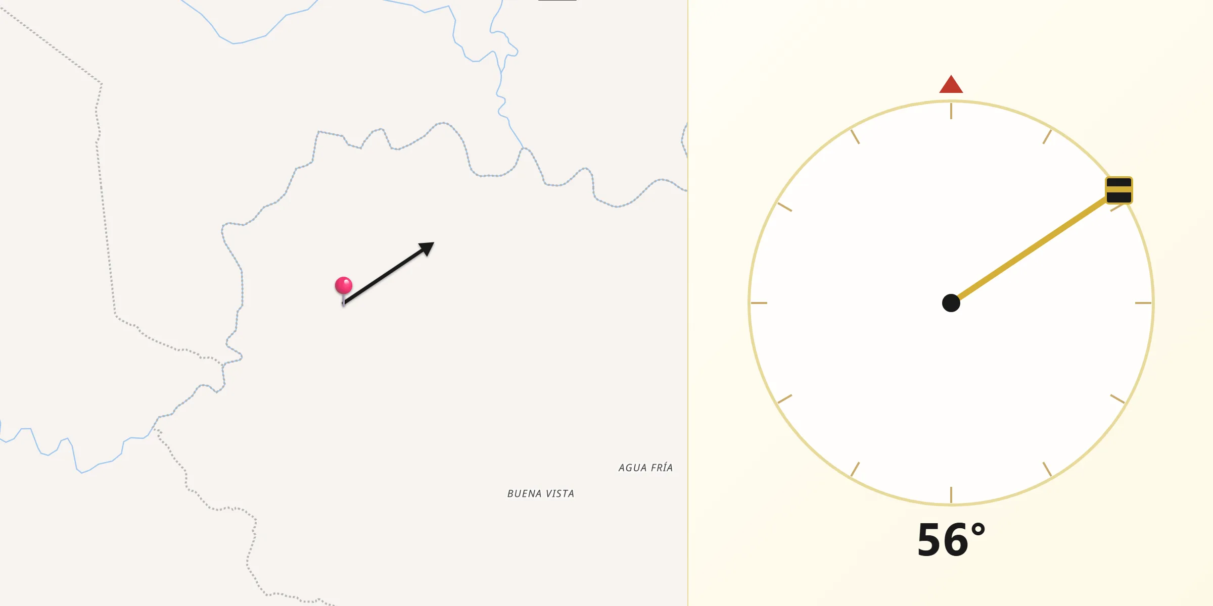 Dirección de la Qibla desde La Rosa