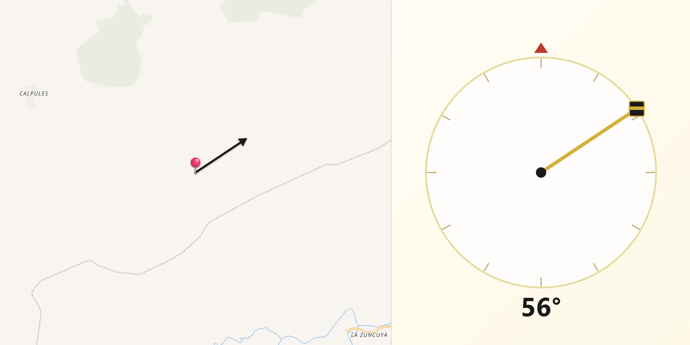 Dirección de la Qibla desde Teguajinal