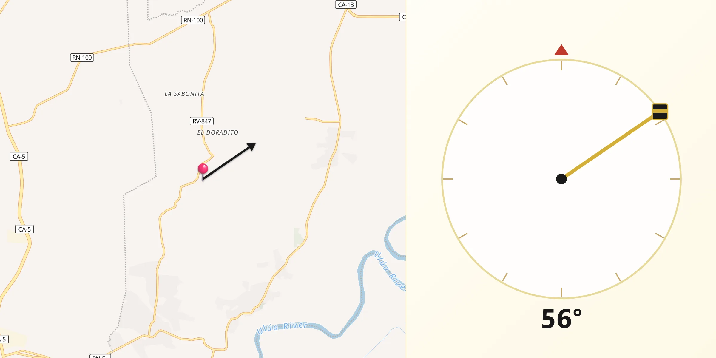 Dirección de la Qibla desde La Sabana