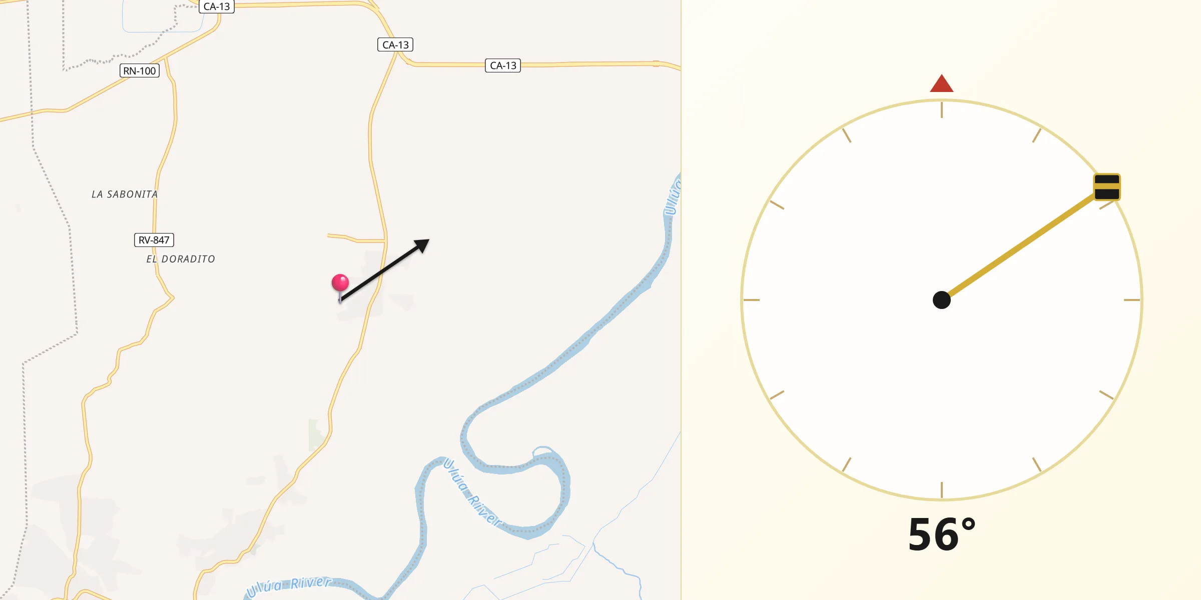 Dirección de la Qibla desde San Manuel
