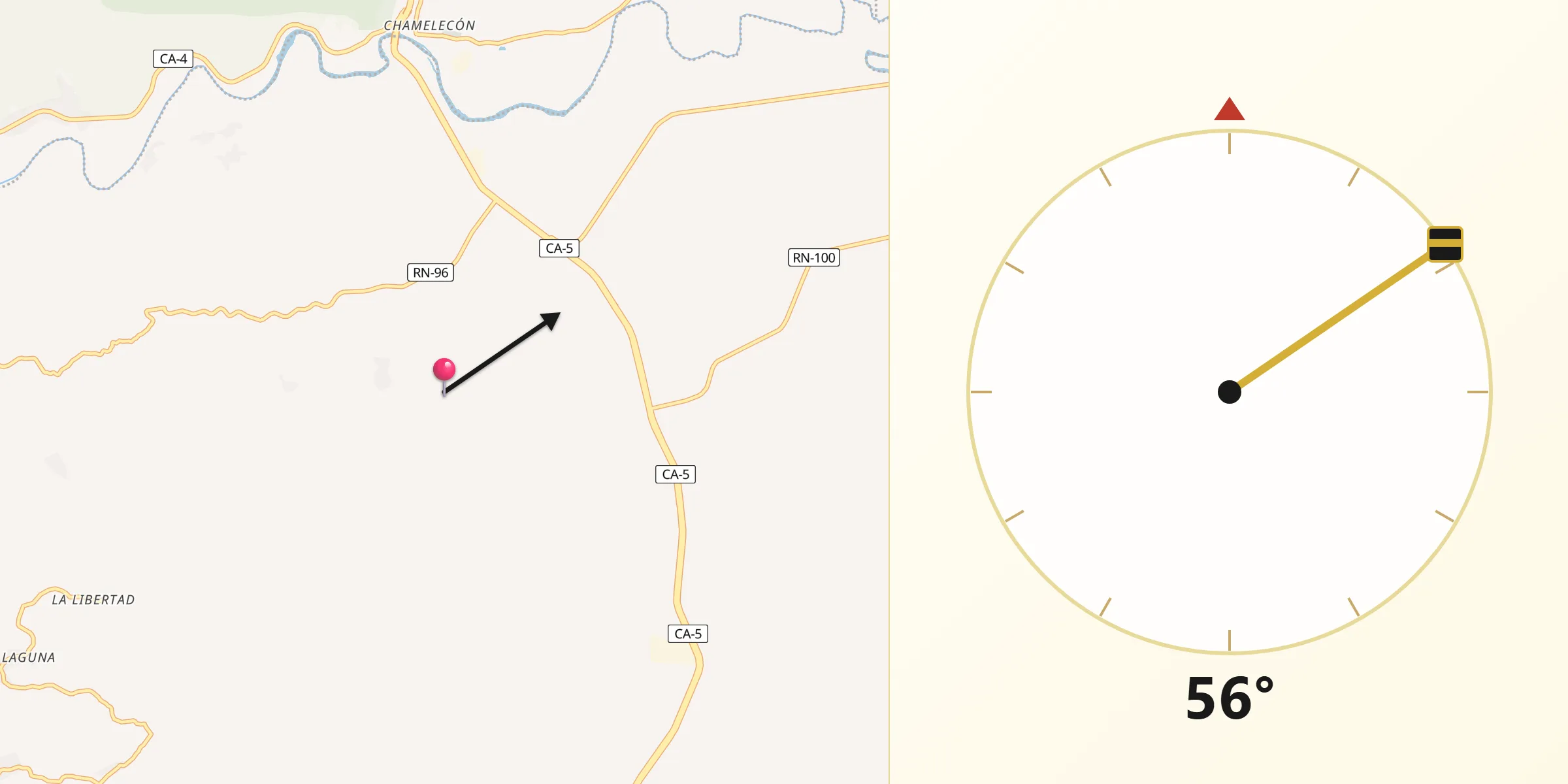 Dirección de la Qibla desde Nuevo Chamelecón