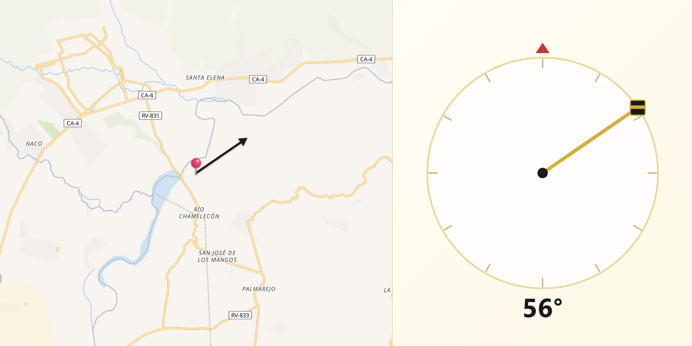 Dirección de la Qibla desde Santa Elena