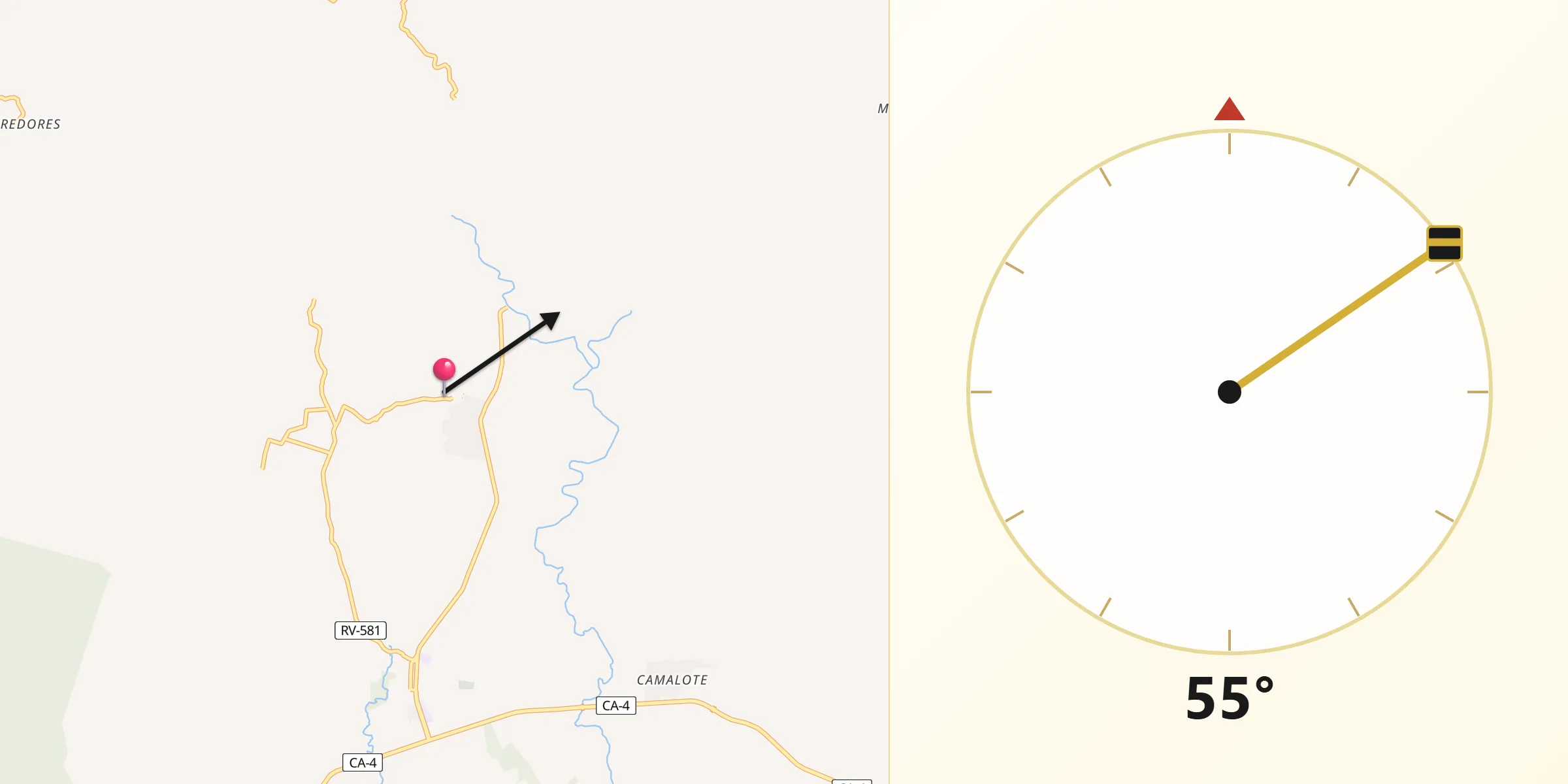 Dirección de la Qibla desde Pinalejo