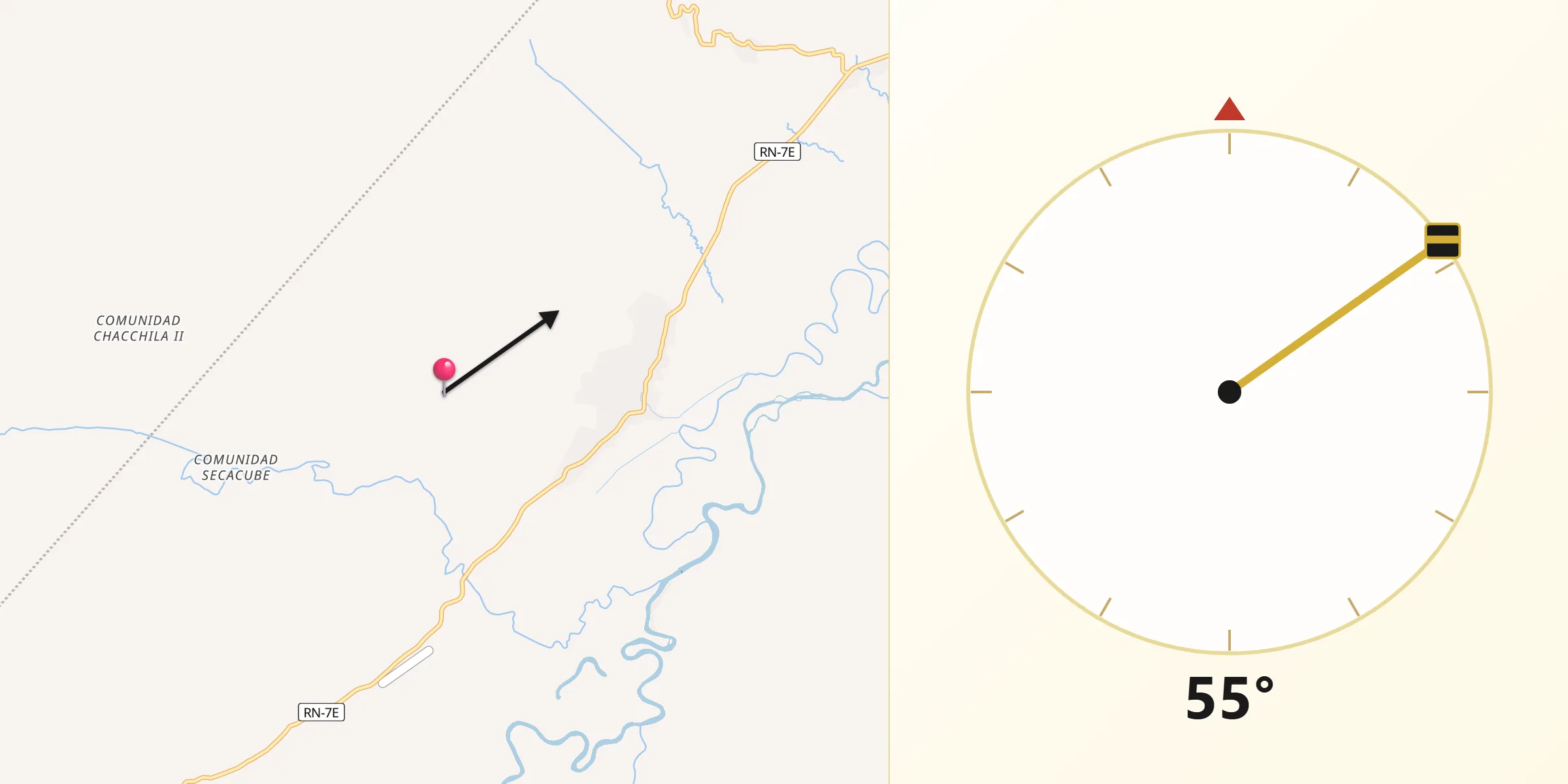 Dirección de la Qibla desde Panzós