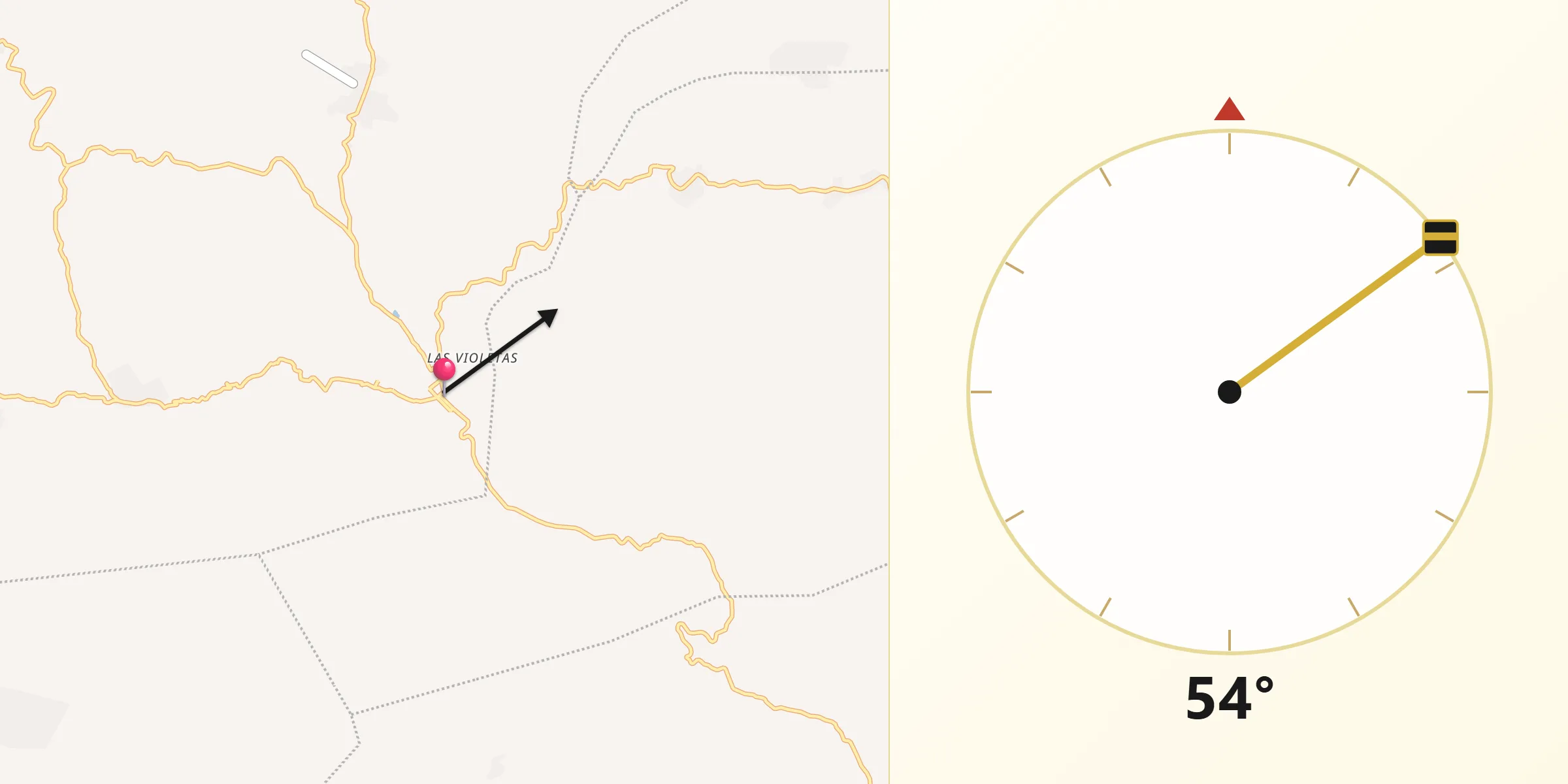 Dirección de la Qibla desde Nebaj
