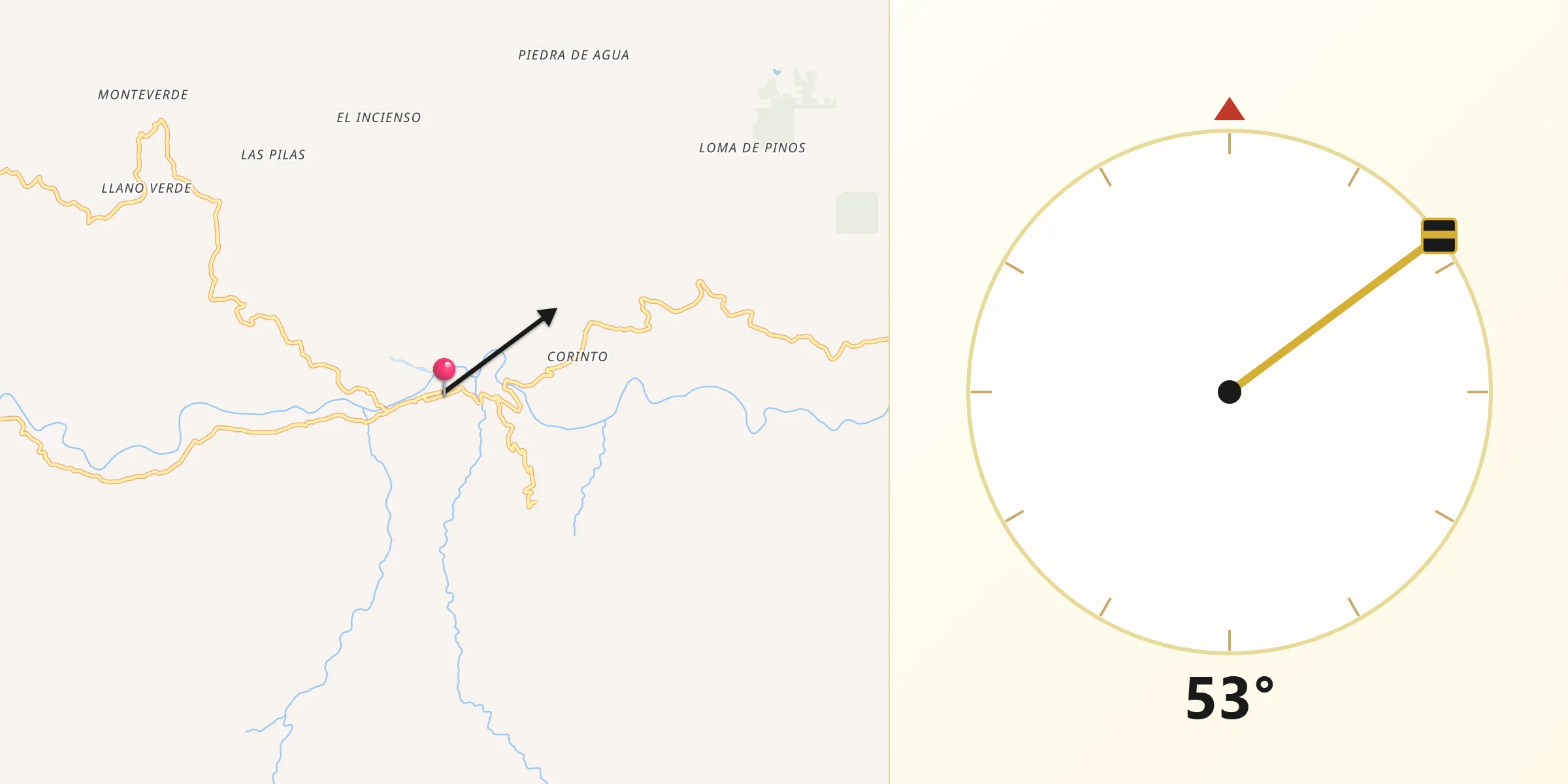 Dirección de la Qibla desde Cuilco