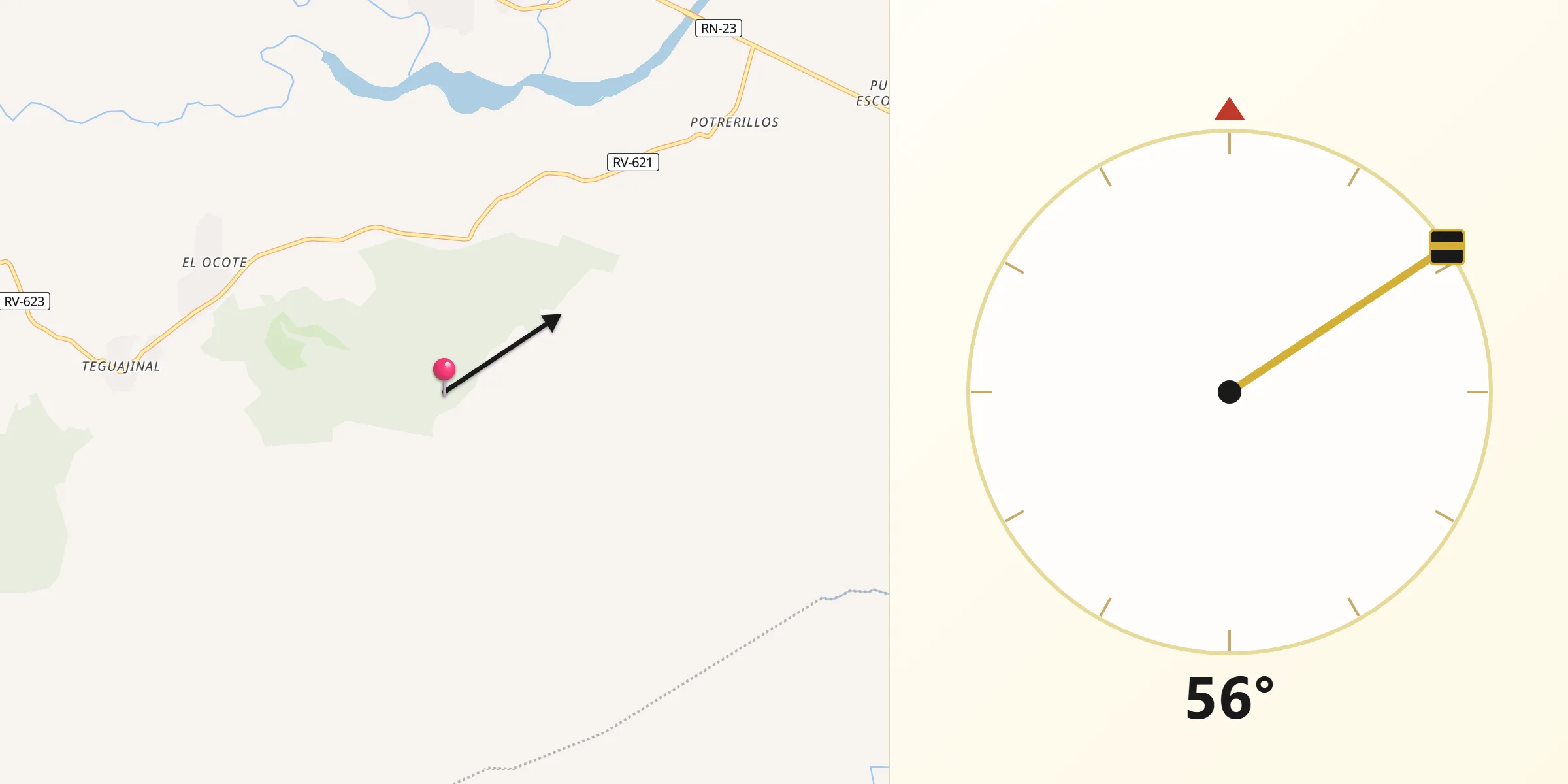 Dirección de la Qibla desde El Ocote