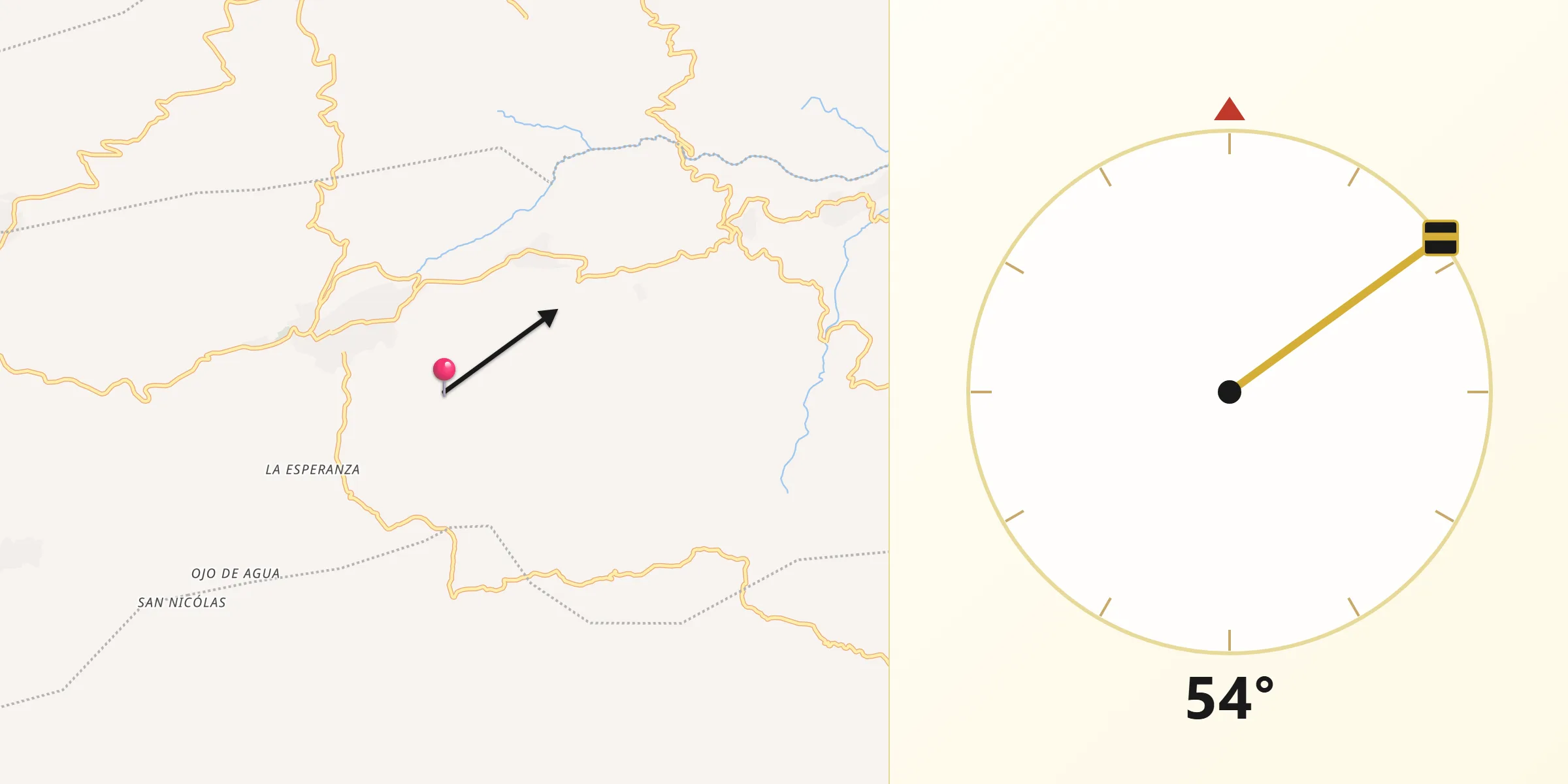 Dirección de la Qibla desde Municipio de San Juan Cotzal
