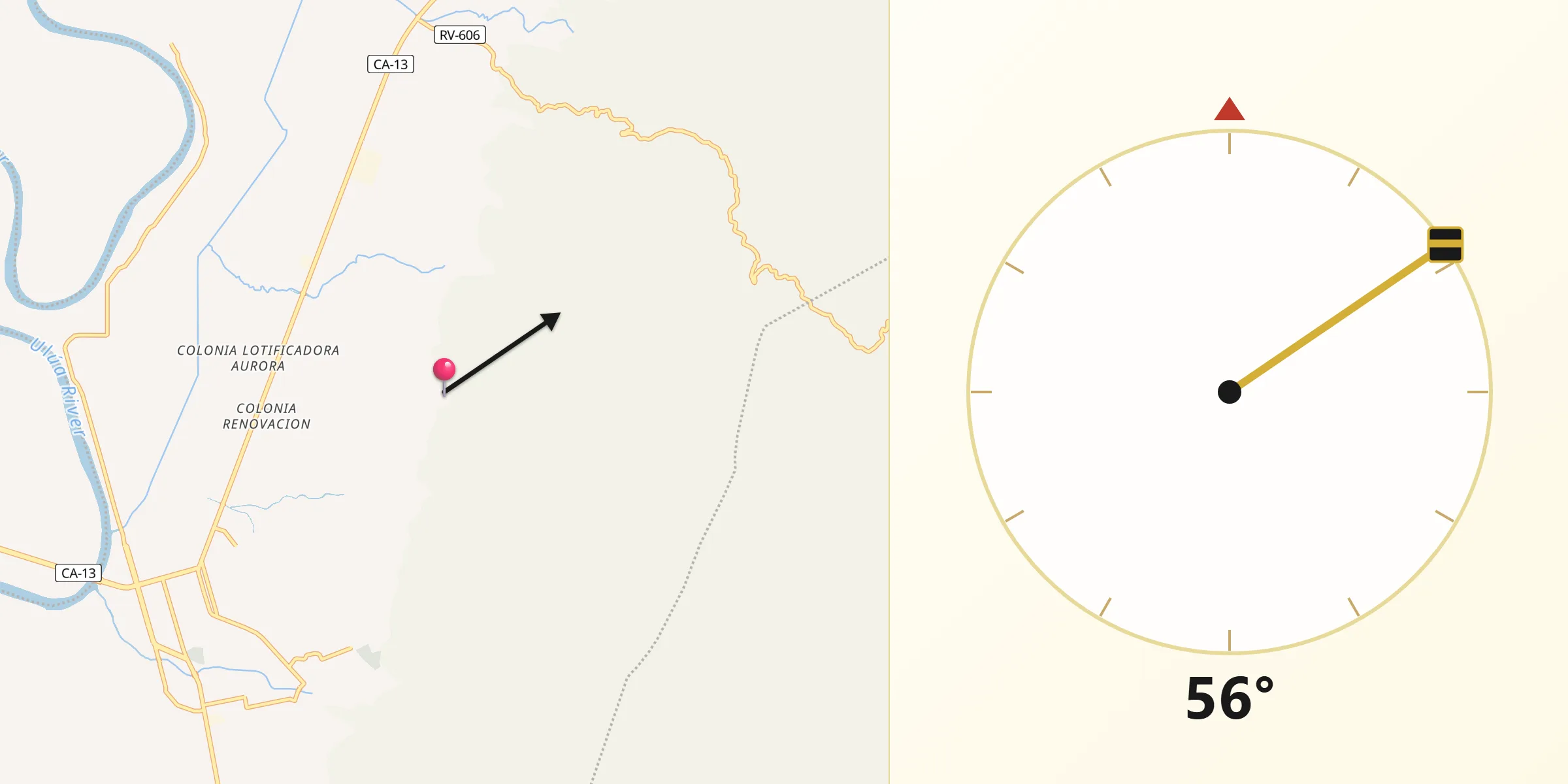 Dirección de la Qibla desde El Progreso