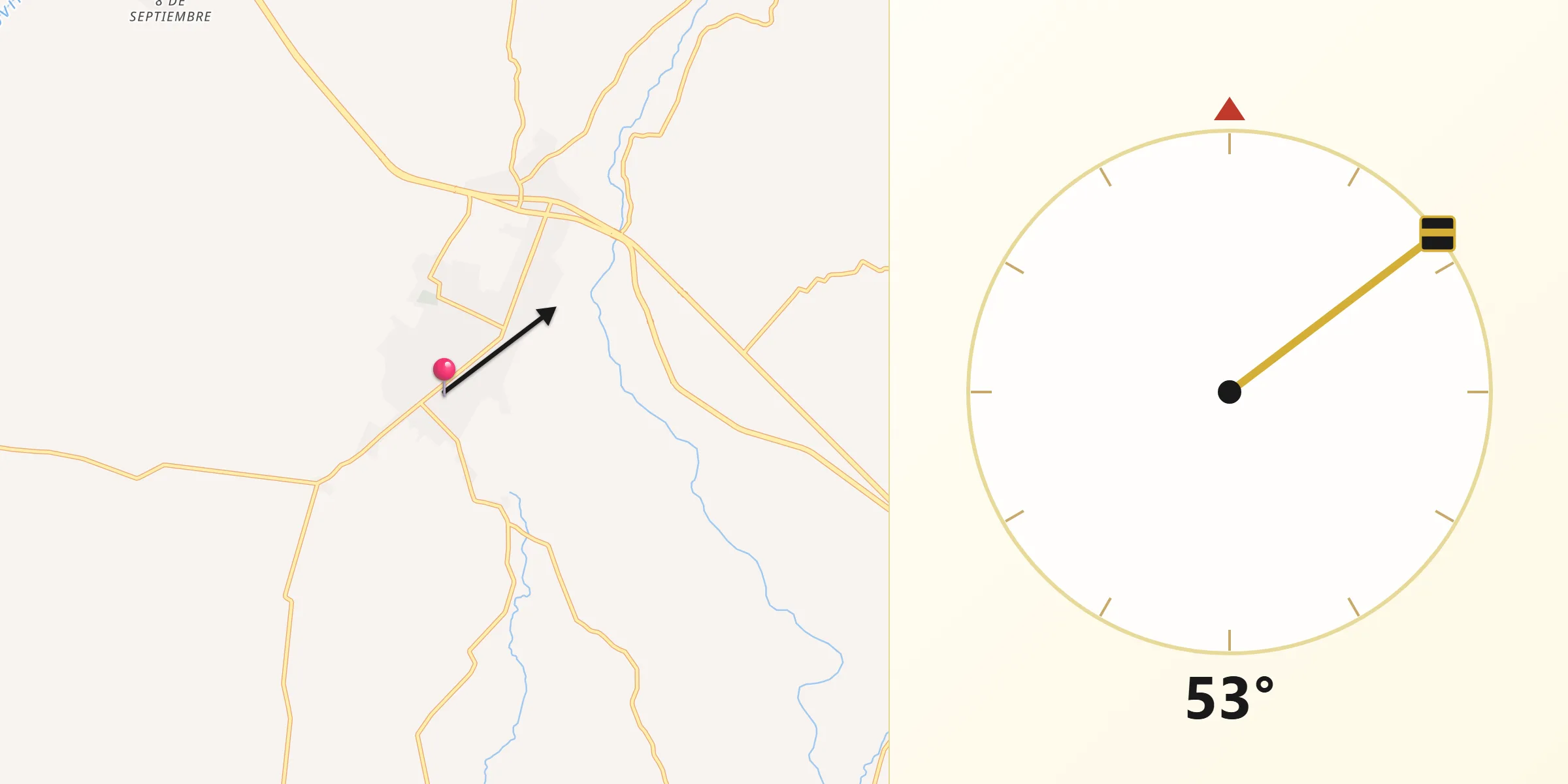 Dirección de la Qibla desde Mapastepec