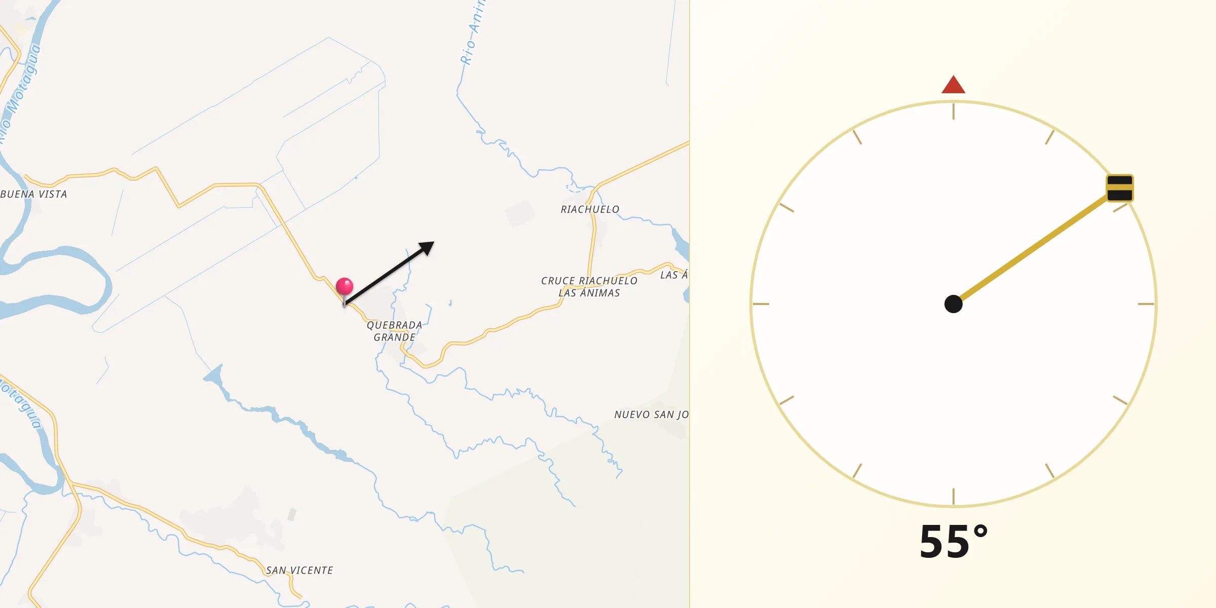 Dirección de la Qibla desde Municipio de Morales