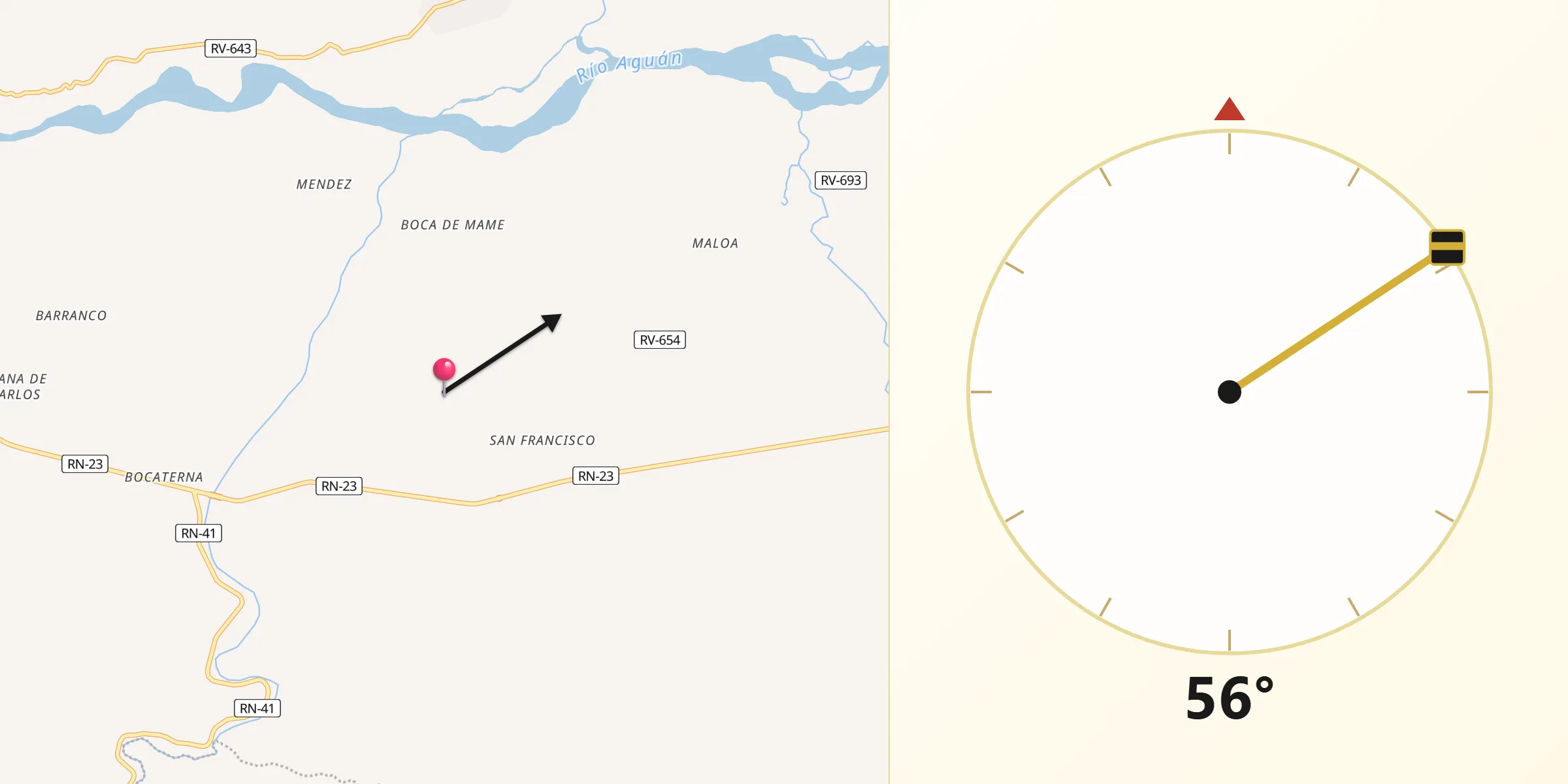 Dirección de la Qibla desde El Juncal