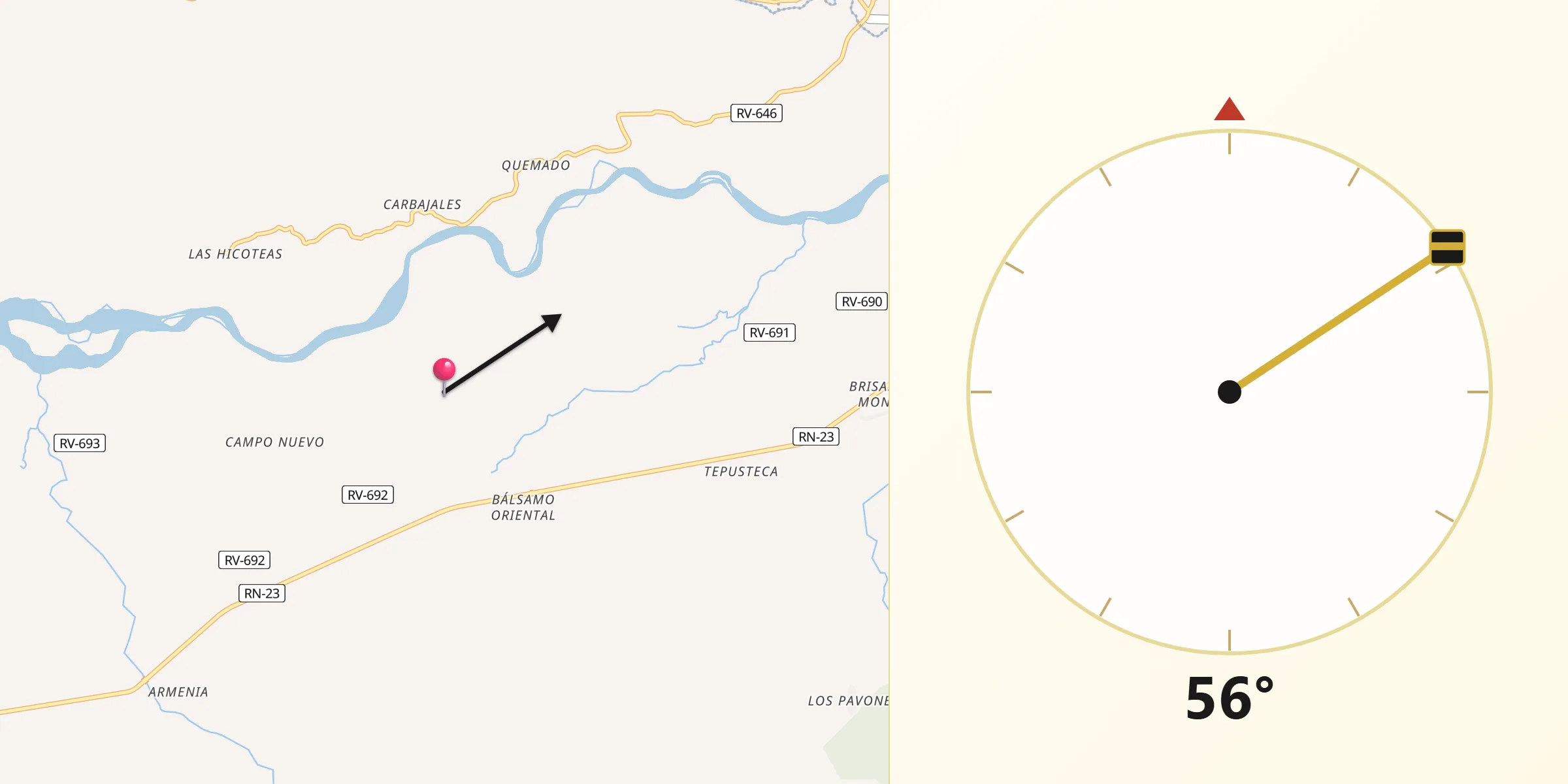 Dirección de la Qibla desde Bálsamo Oriental