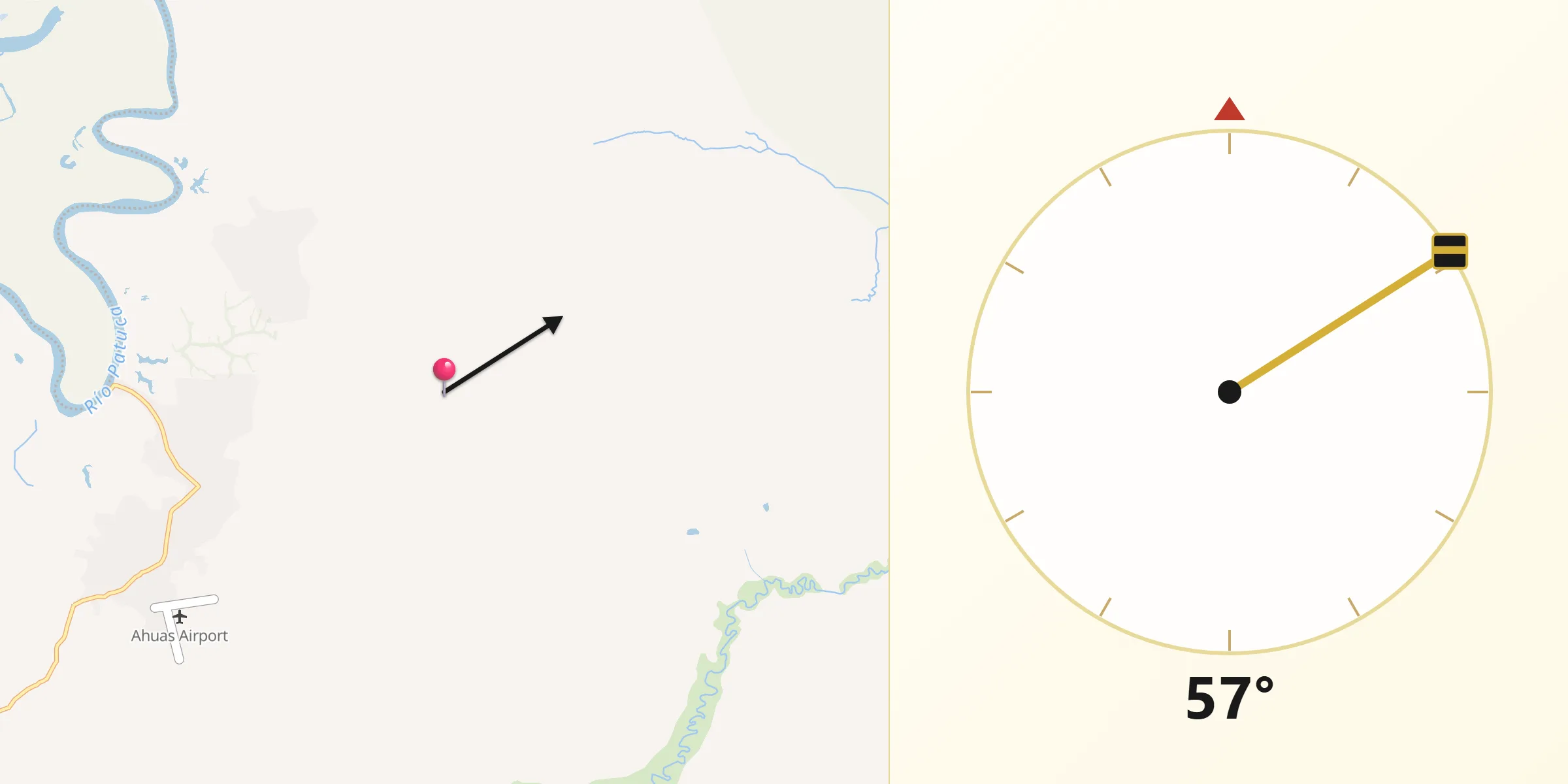 Dirección de la Qibla desde Paptalaya
