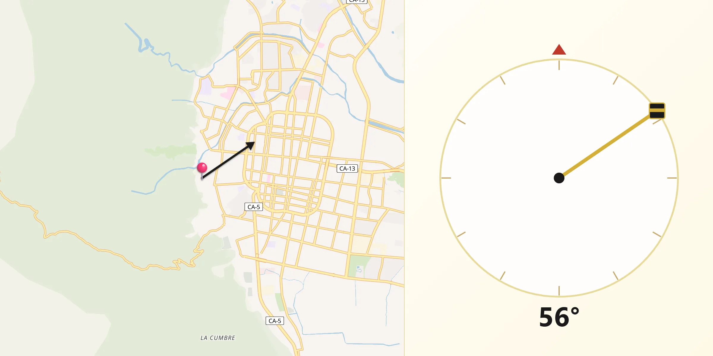 Dirección de la Qibla desde Armenta