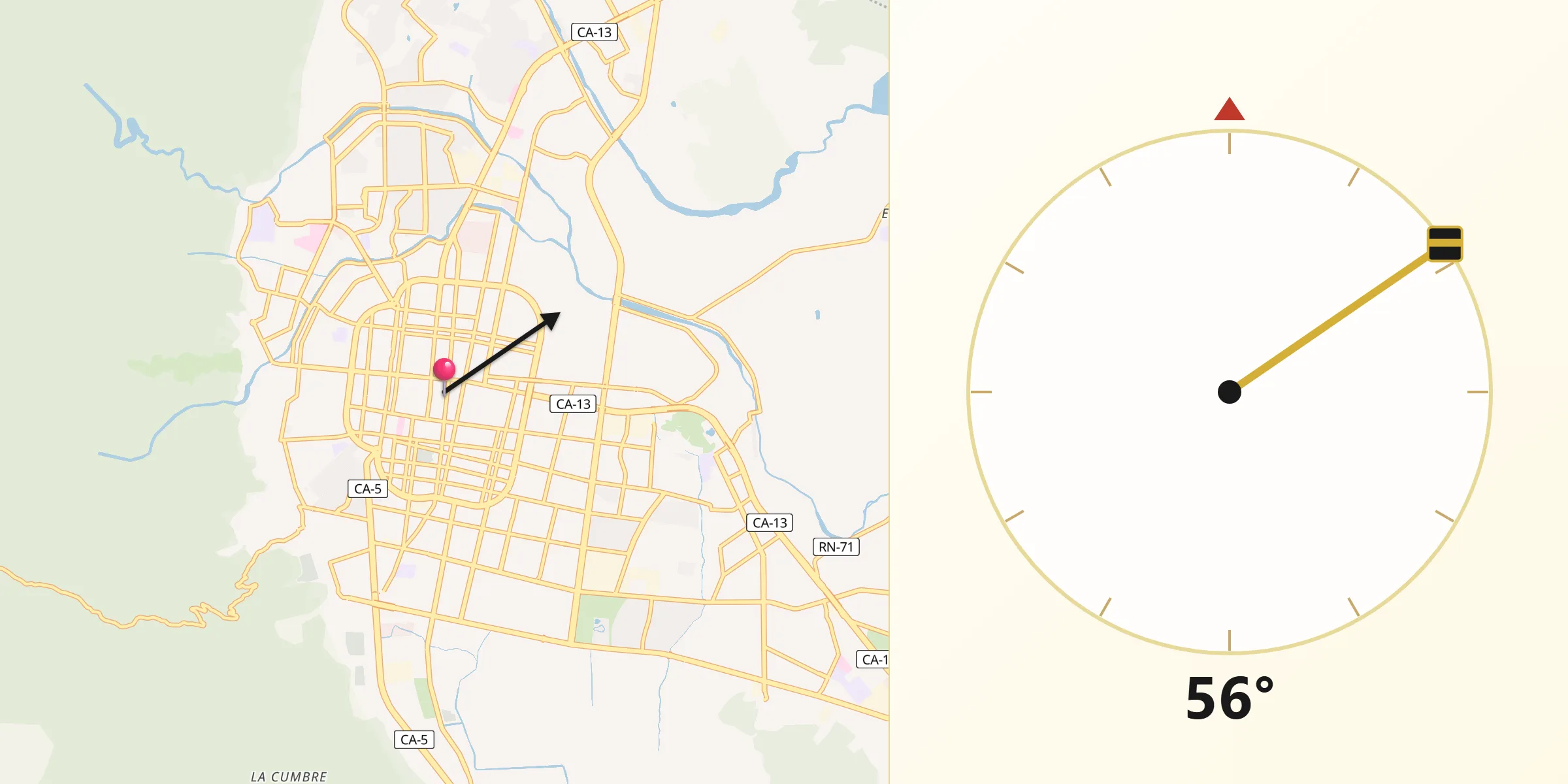 Dirección de la Qibla desde San Pedro Sula