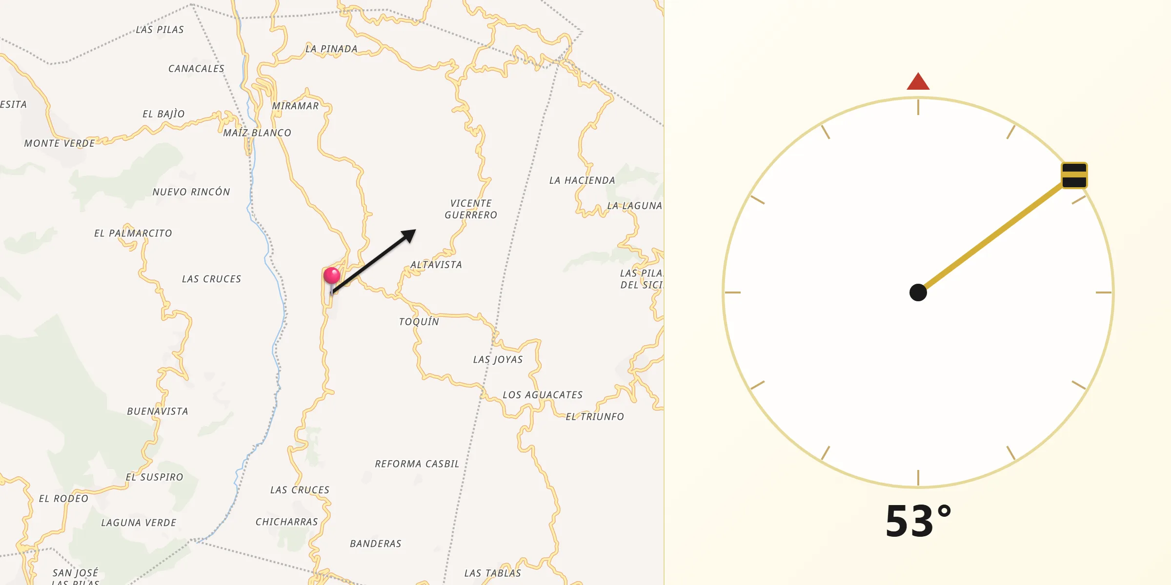 Dirección de la Qibla desde La Grandeza