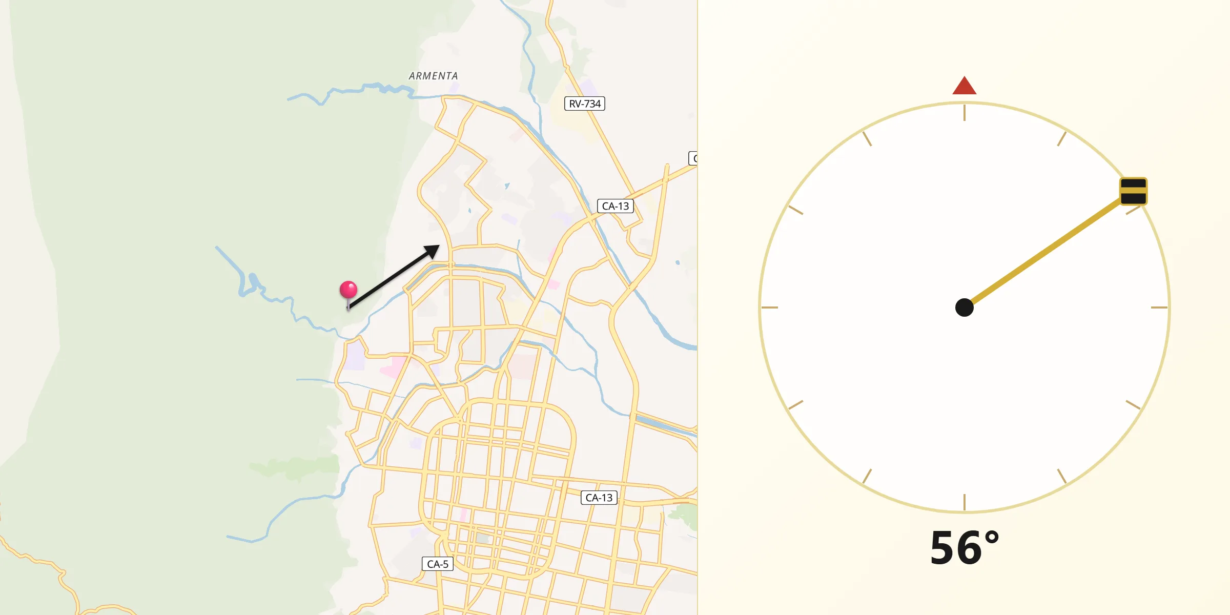 Dirección de la Qibla desde Peña Blanca