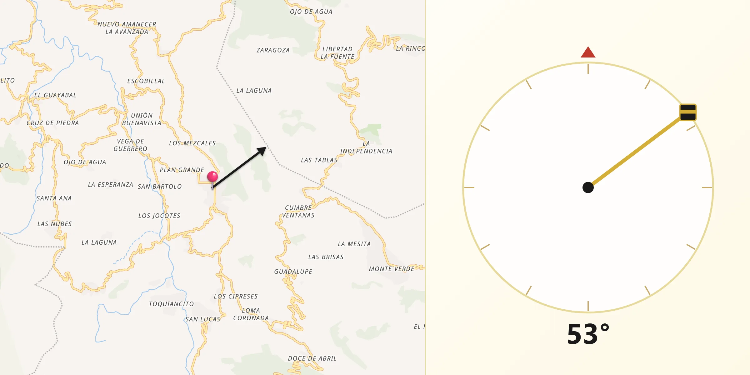 Dirección de la Qibla desde Siltepec