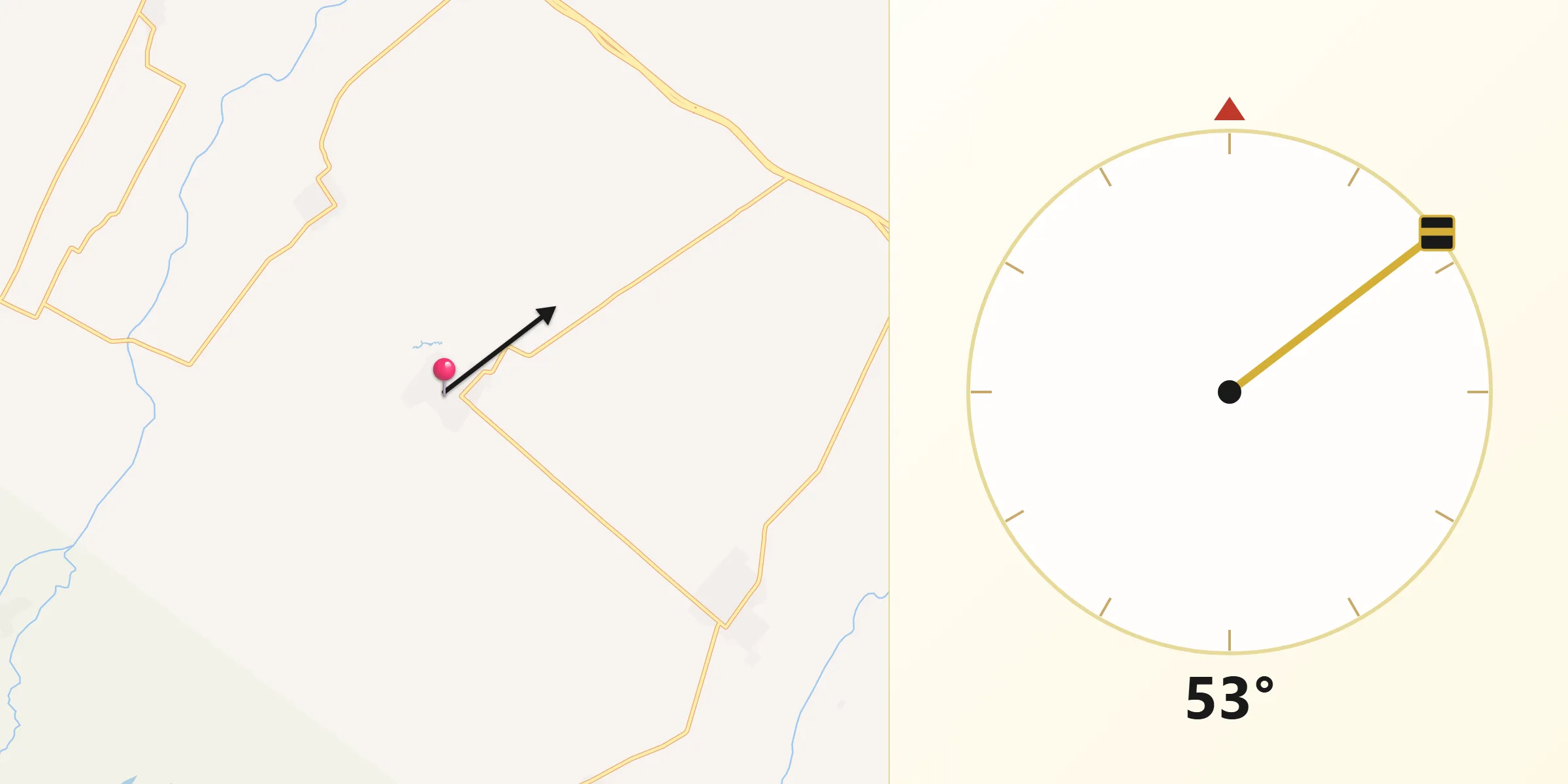Dirección de la Qibla desde El Carmen