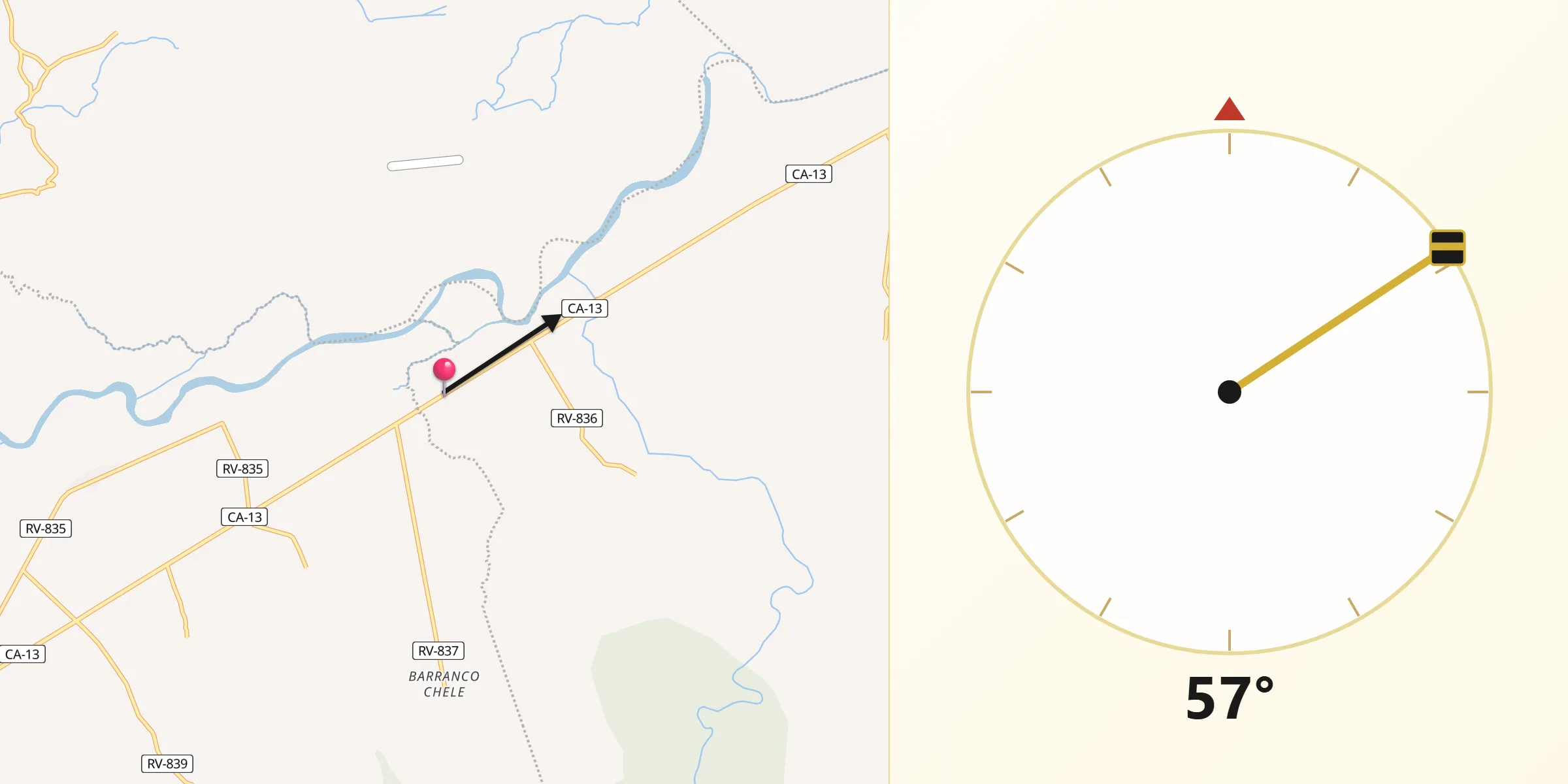 Dirección de la Qibla desde Prieta