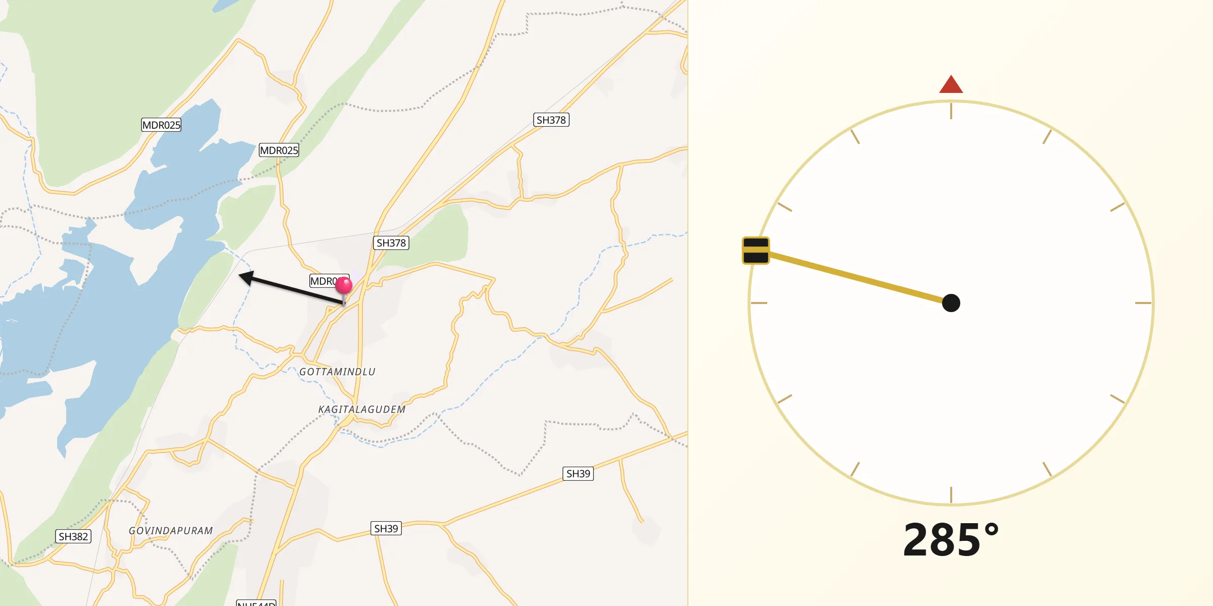 Qibla Direction from Cumbum
