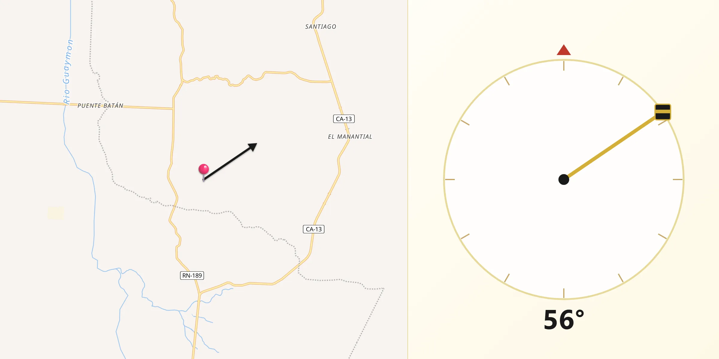 Dirección de la Qibla desde Mezapa
