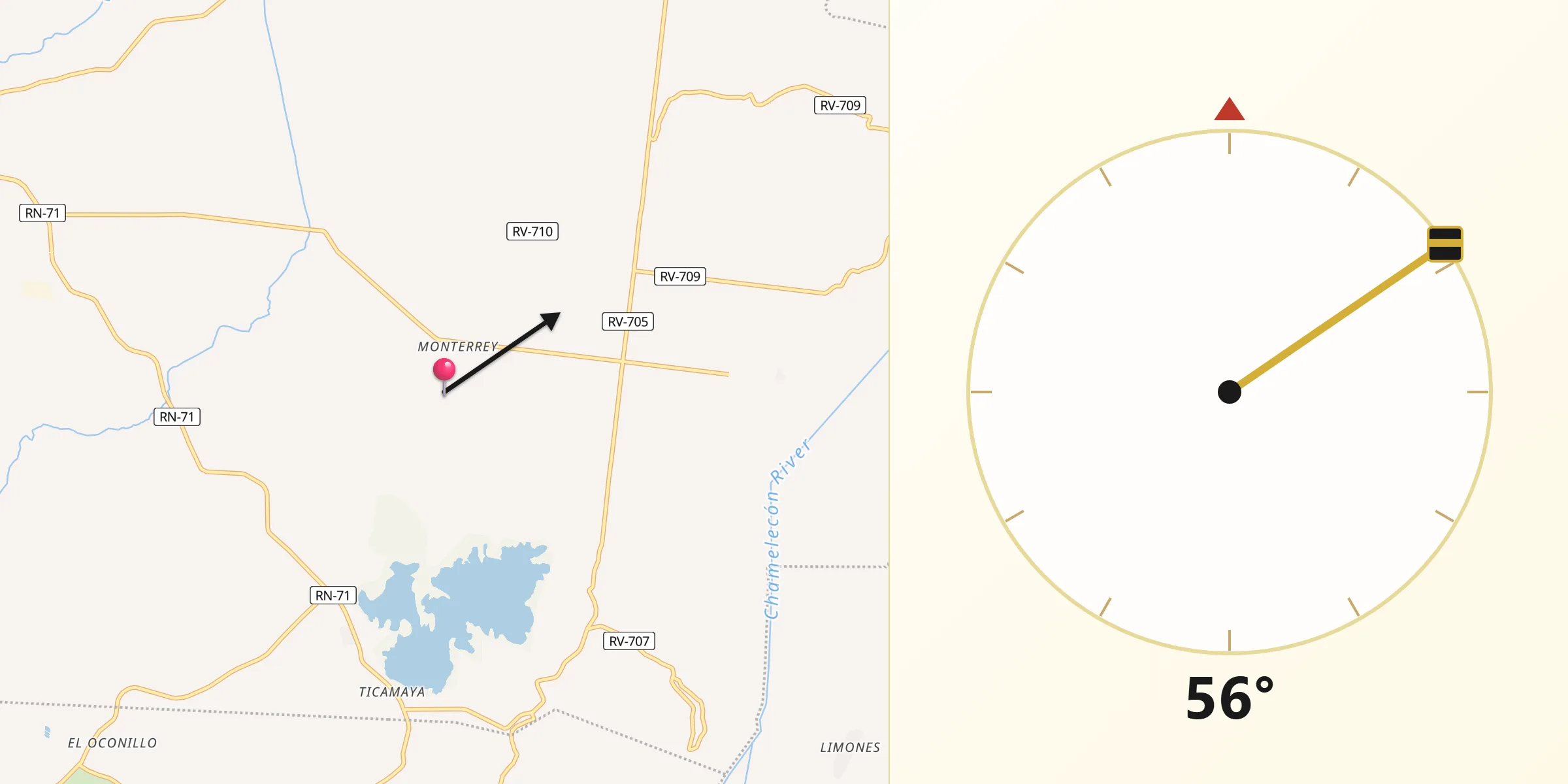 Dirección de la Qibla desde La Huesa
