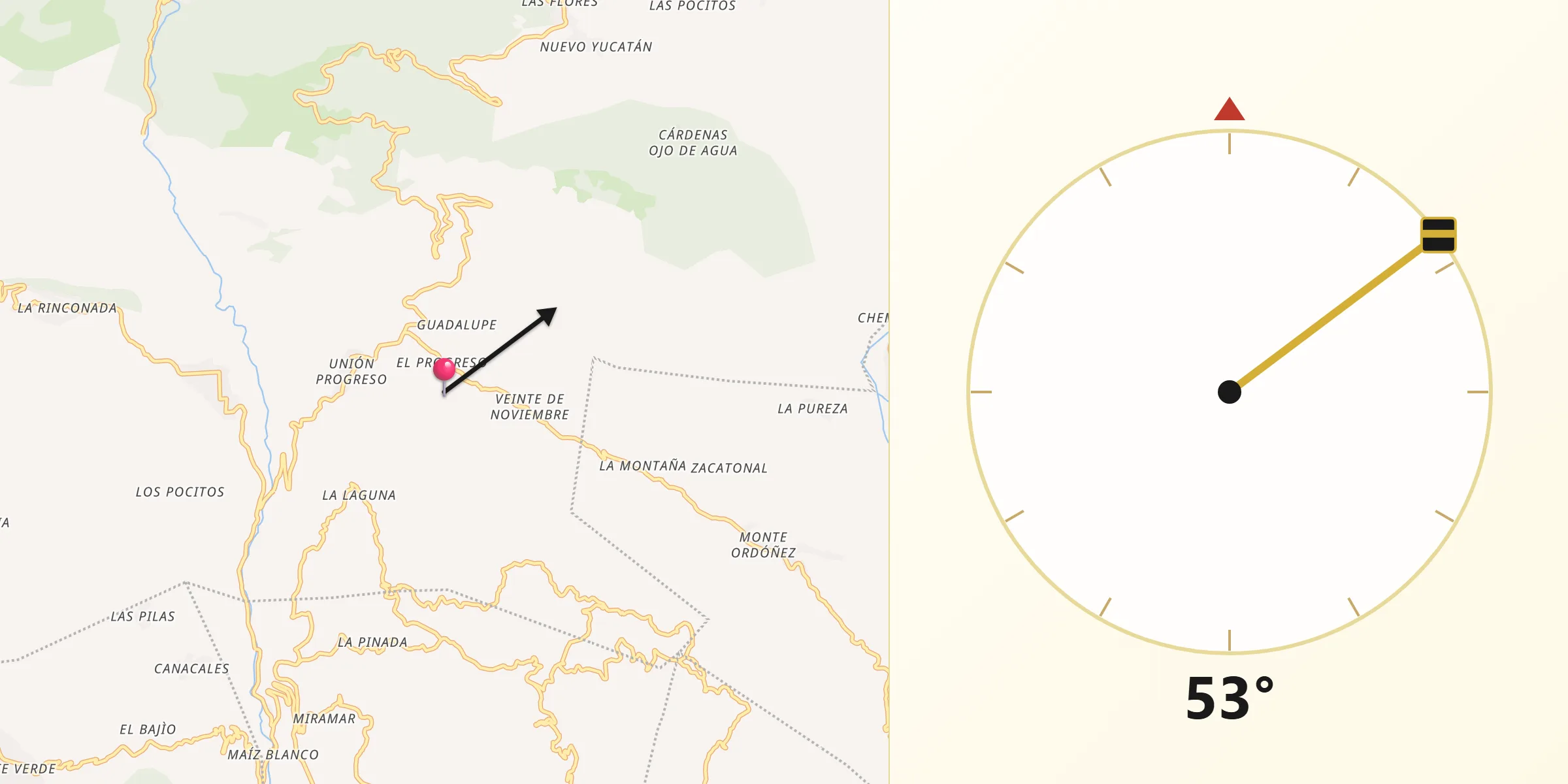 Dirección de la Qibla desde Bella Vista