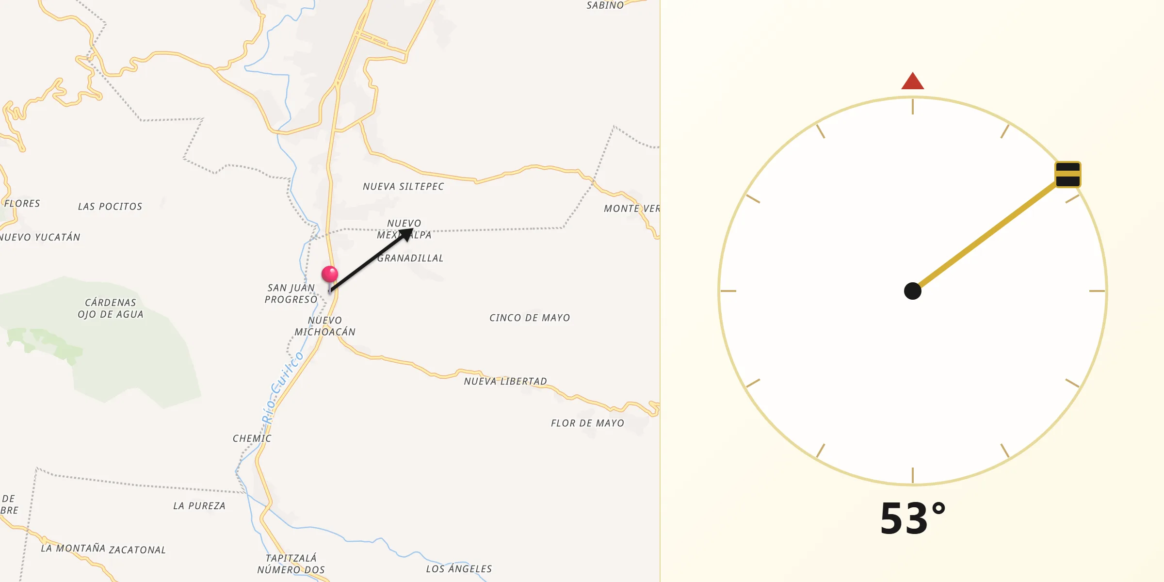 Dirección de la Qibla desde Nueva Morelia