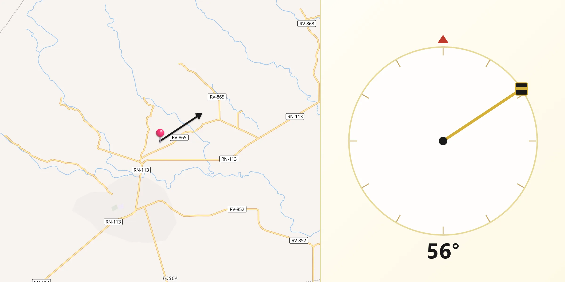 Dirección de la Qibla desde Sonaguera