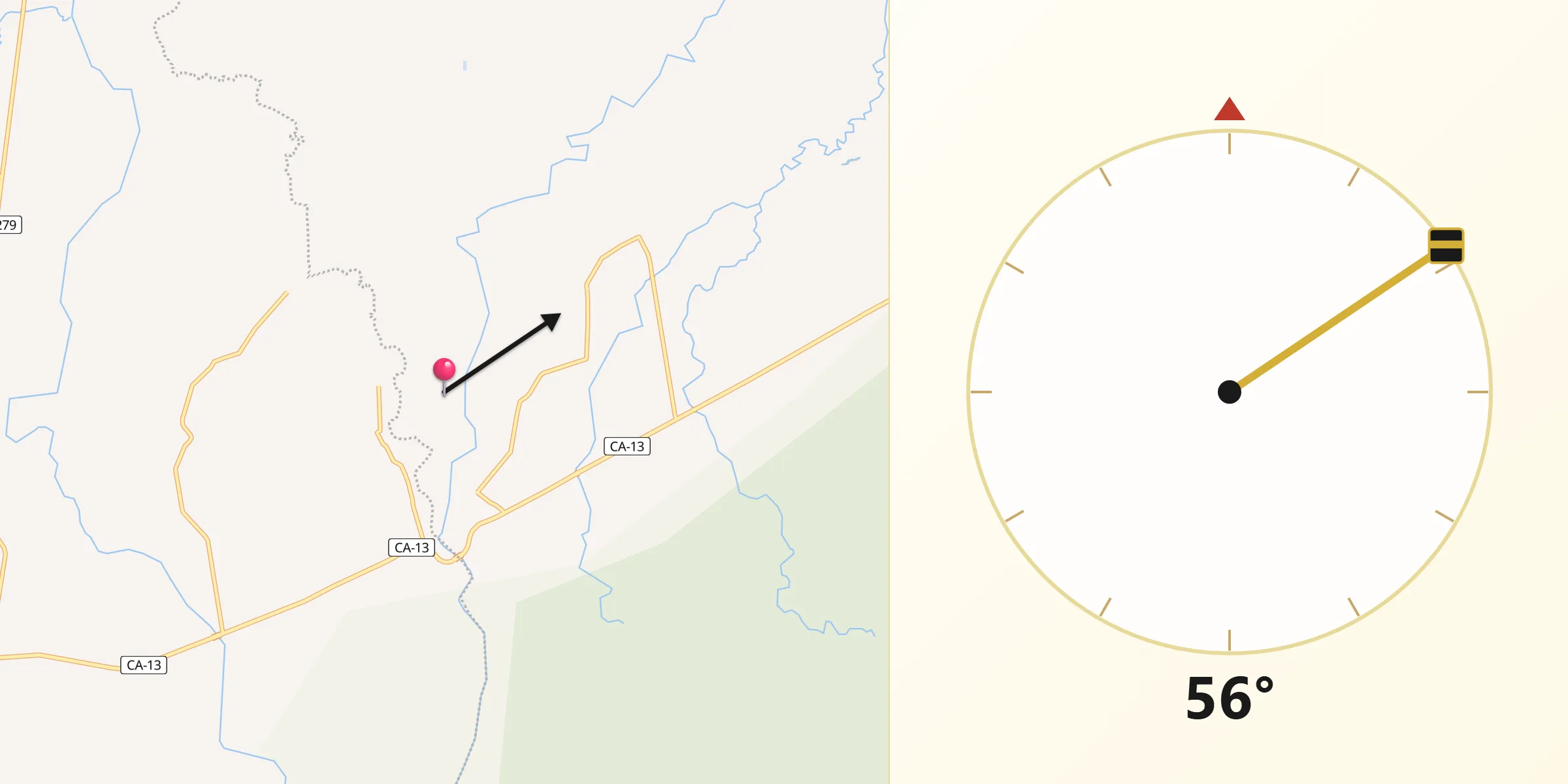 Dirección de la Qibla desde Santa Ana