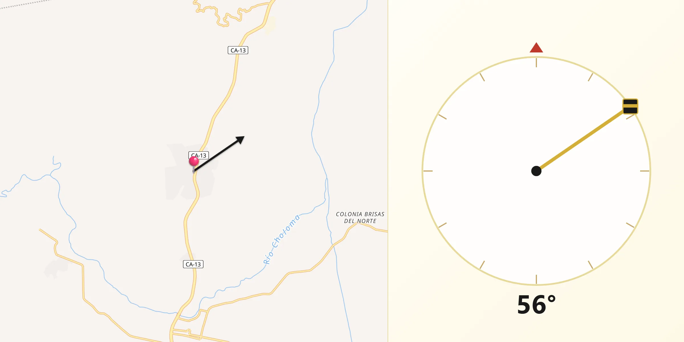 Dirección de la Qibla desde Quebrada Seca