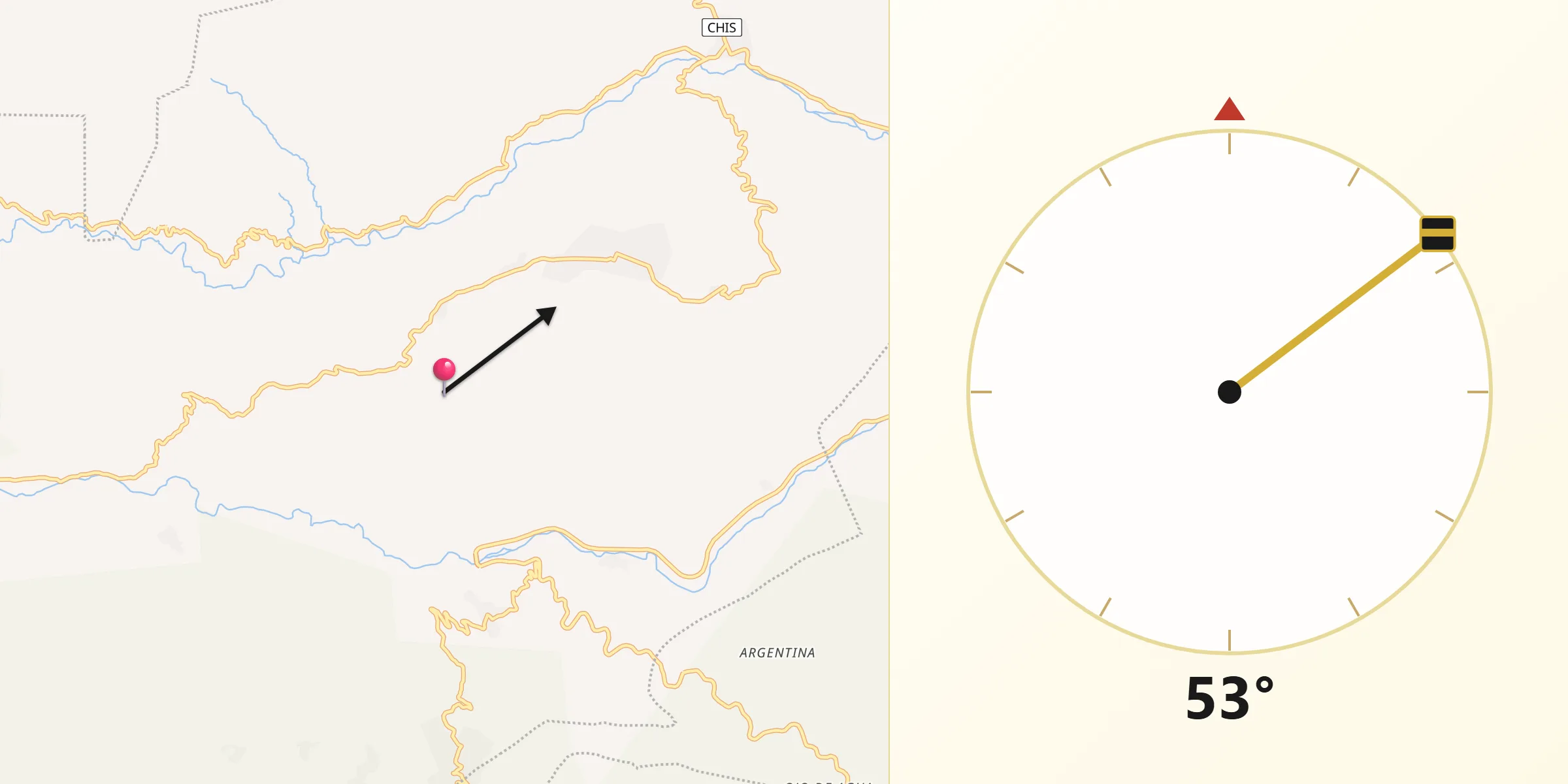 Dirección de la Qibla desde Montecristo de Guerrero