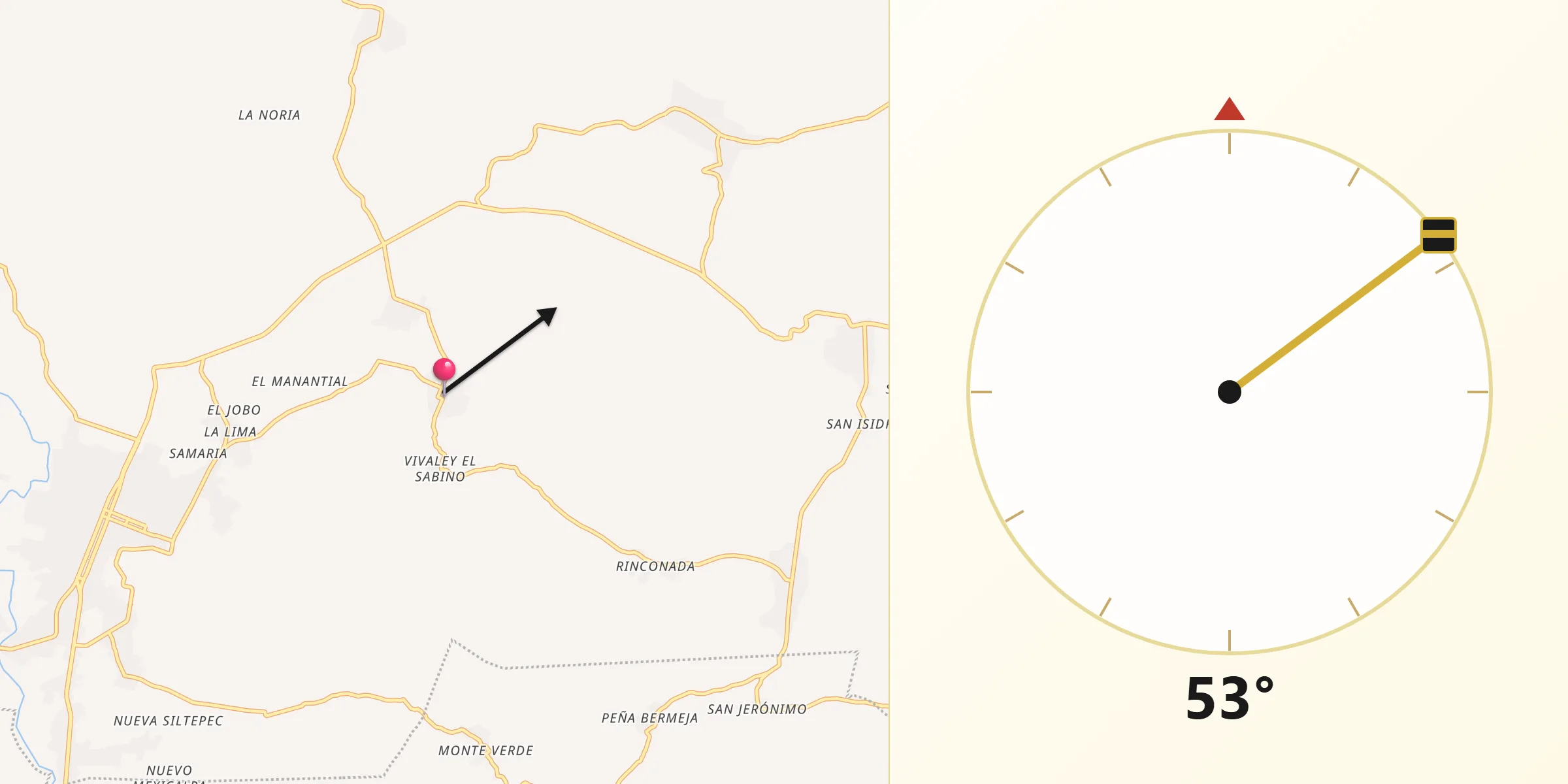 Dirección de la Qibla desde El Portal