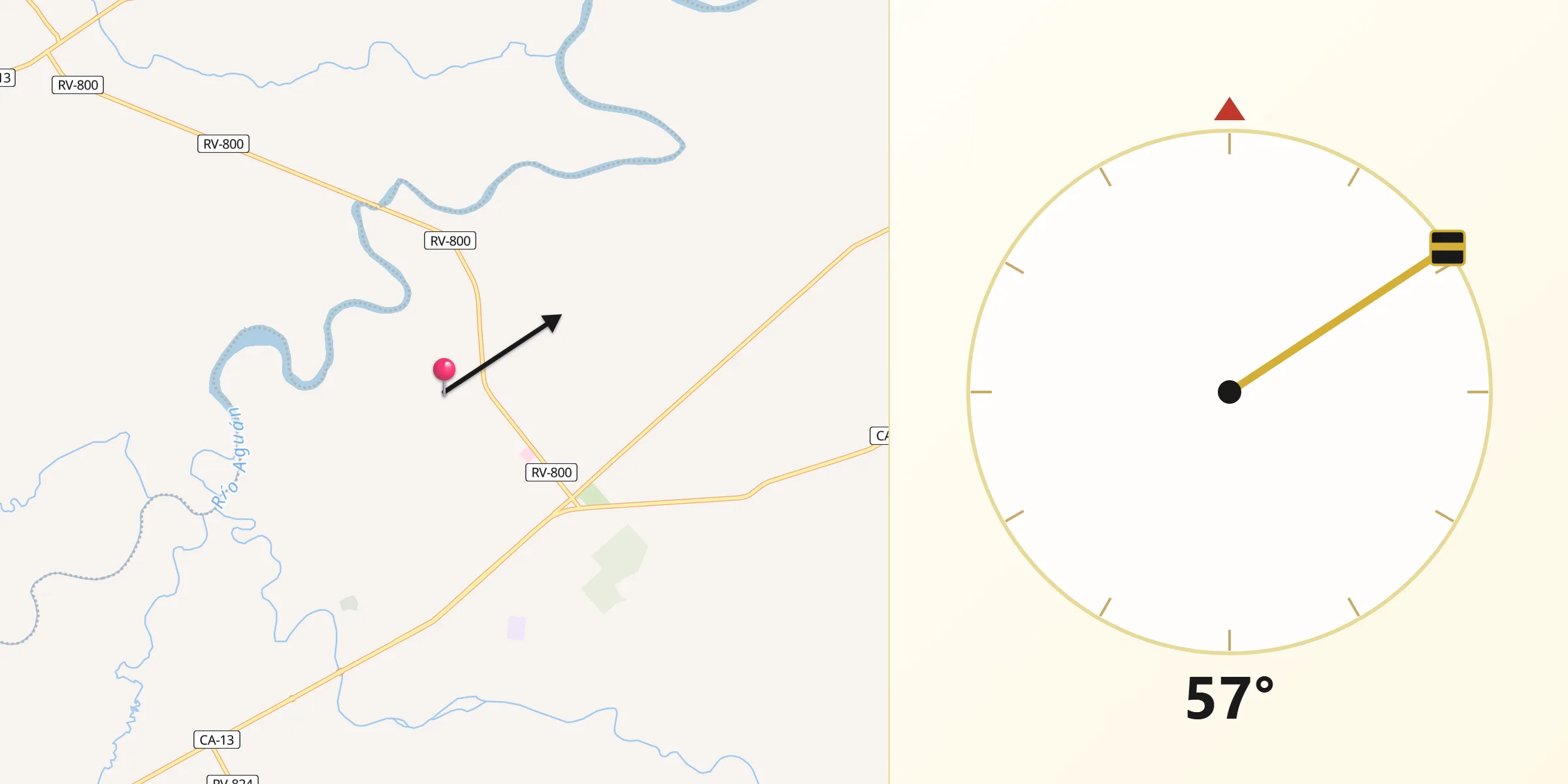 Dirección de la Qibla desde Tocoa