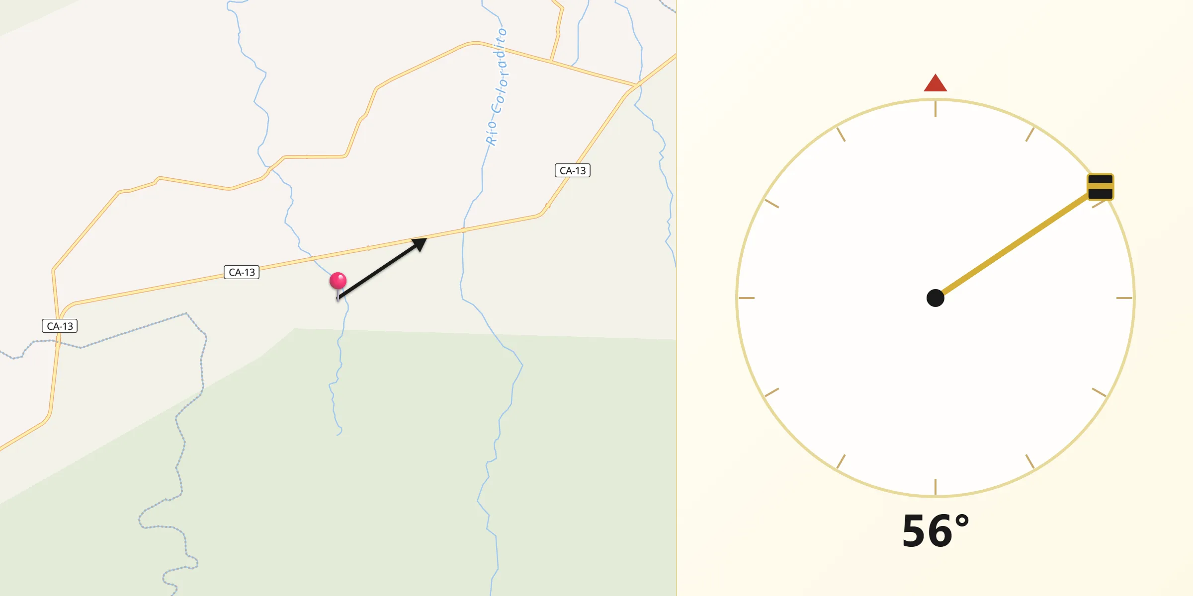 Dirección de la Qibla desde El Pino