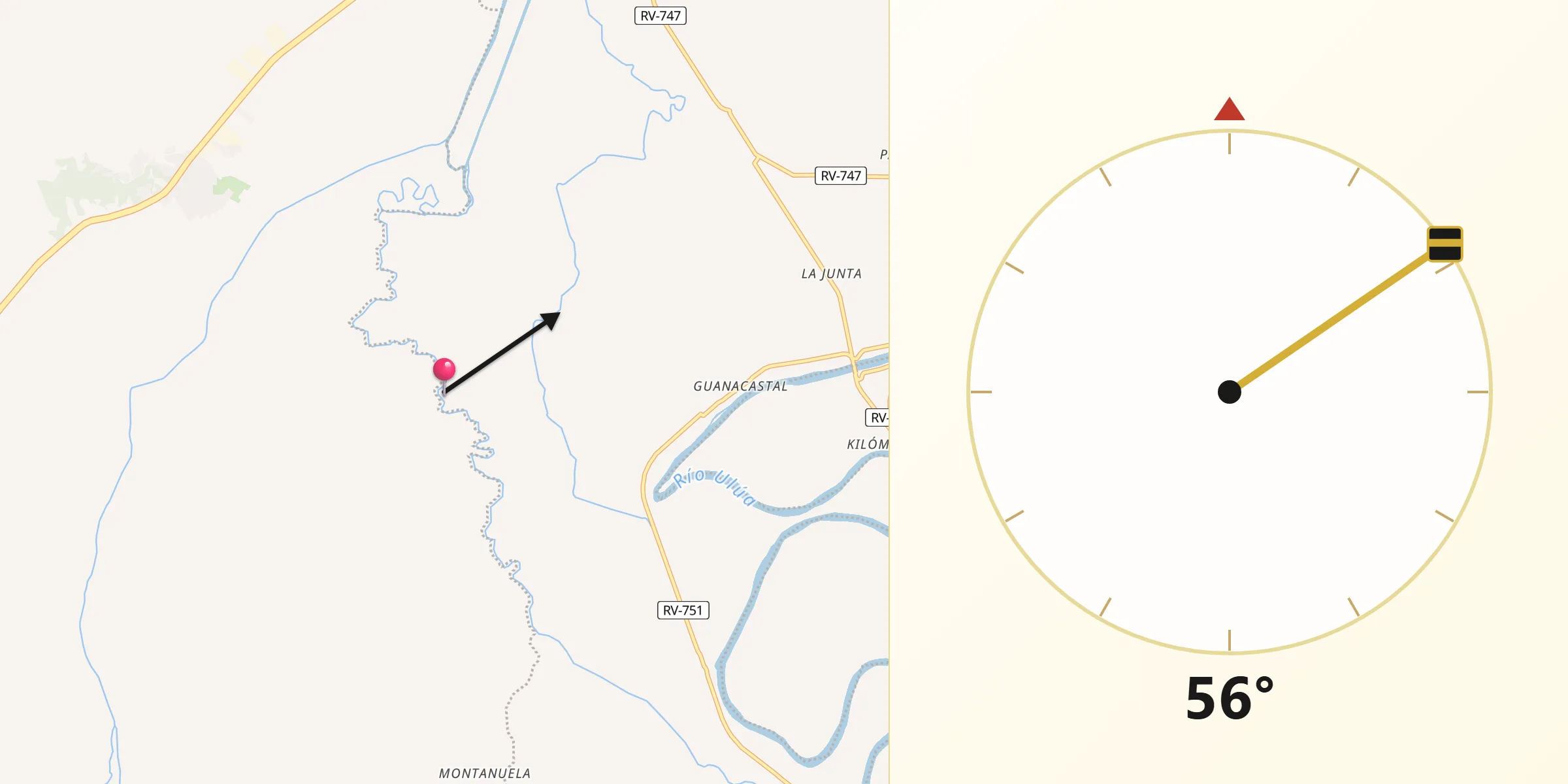 Dirección de la Qibla desde Puerto Alto