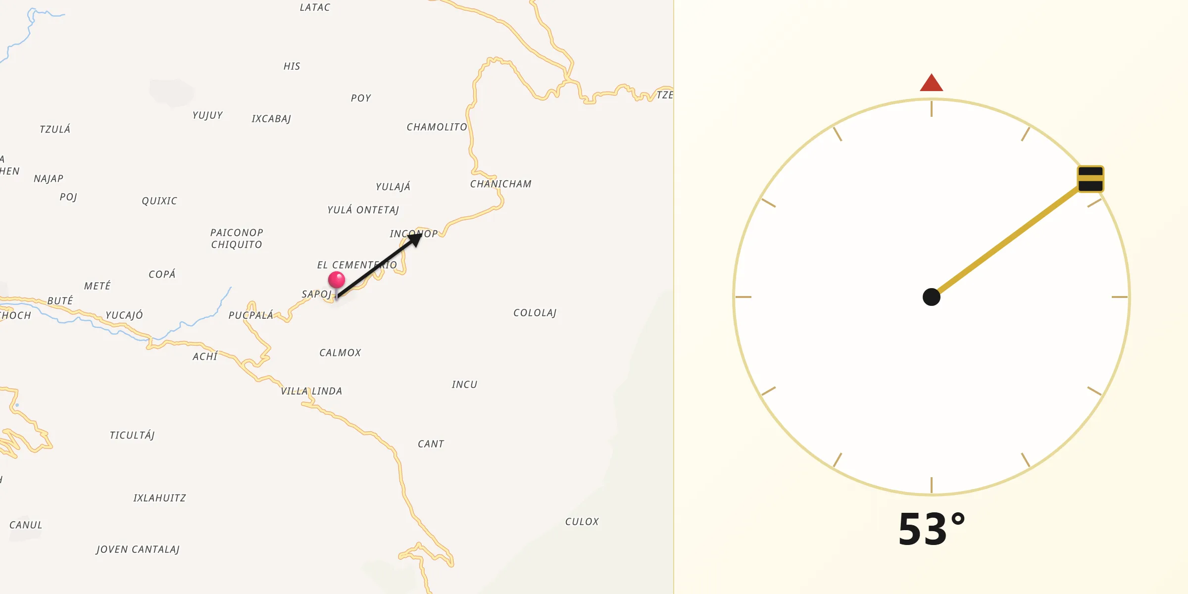 Dirección de la Qibla desde San Rafael La Independencia