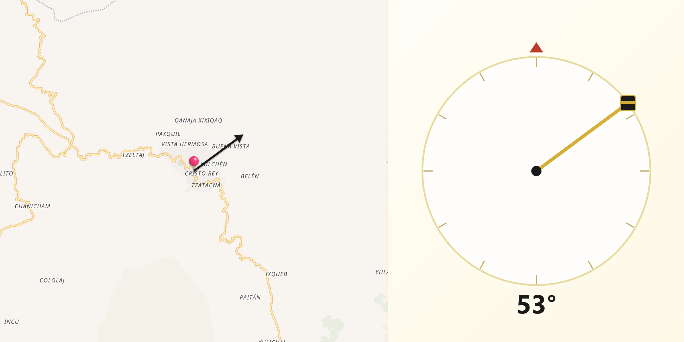 Dirección de la Qibla desde Santa Eulalia