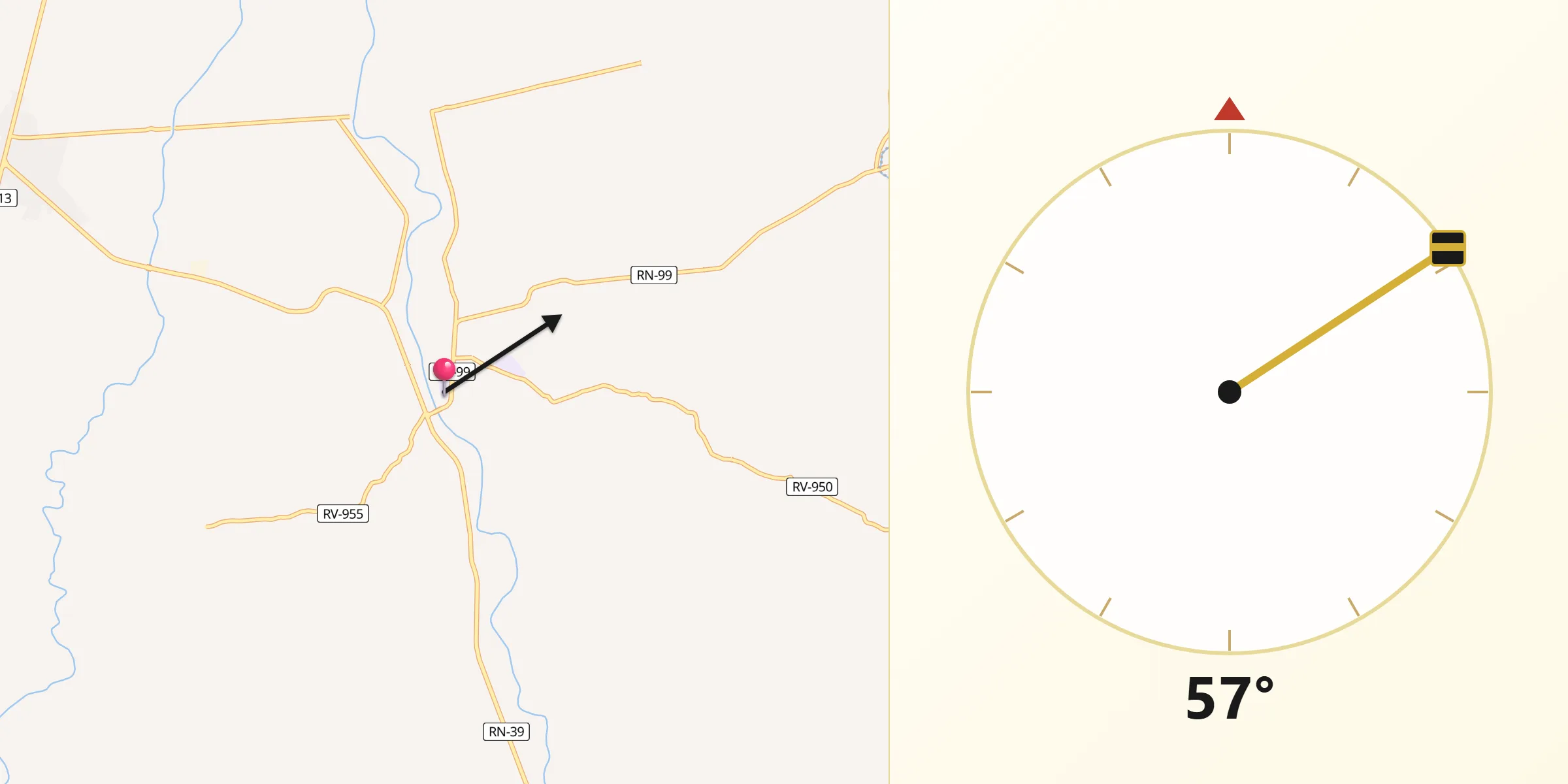 Dirección de la Qibla desde Bonito Oriental