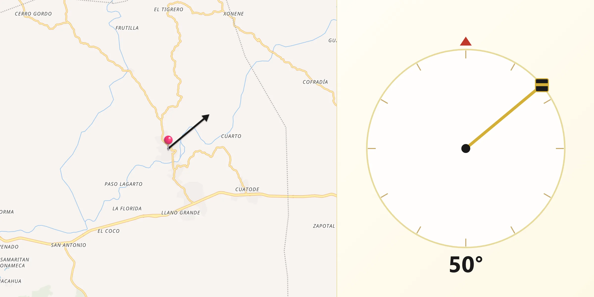 Dirección de la Qibla desde Santa María Tonameca