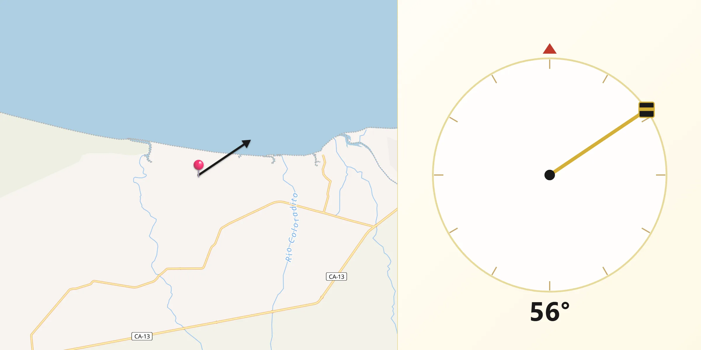 Dirección de la Qibla desde El Porvenir