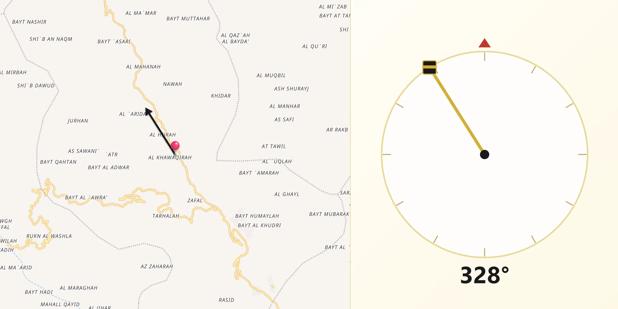 اتجاه القبلة من كحلان عفار