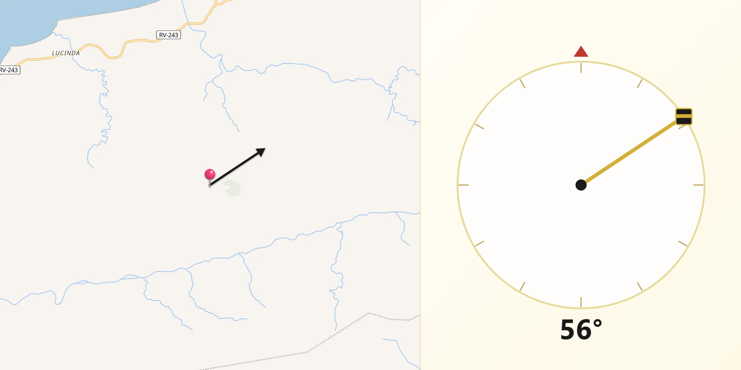 Dirección de la Qibla desde Balfate