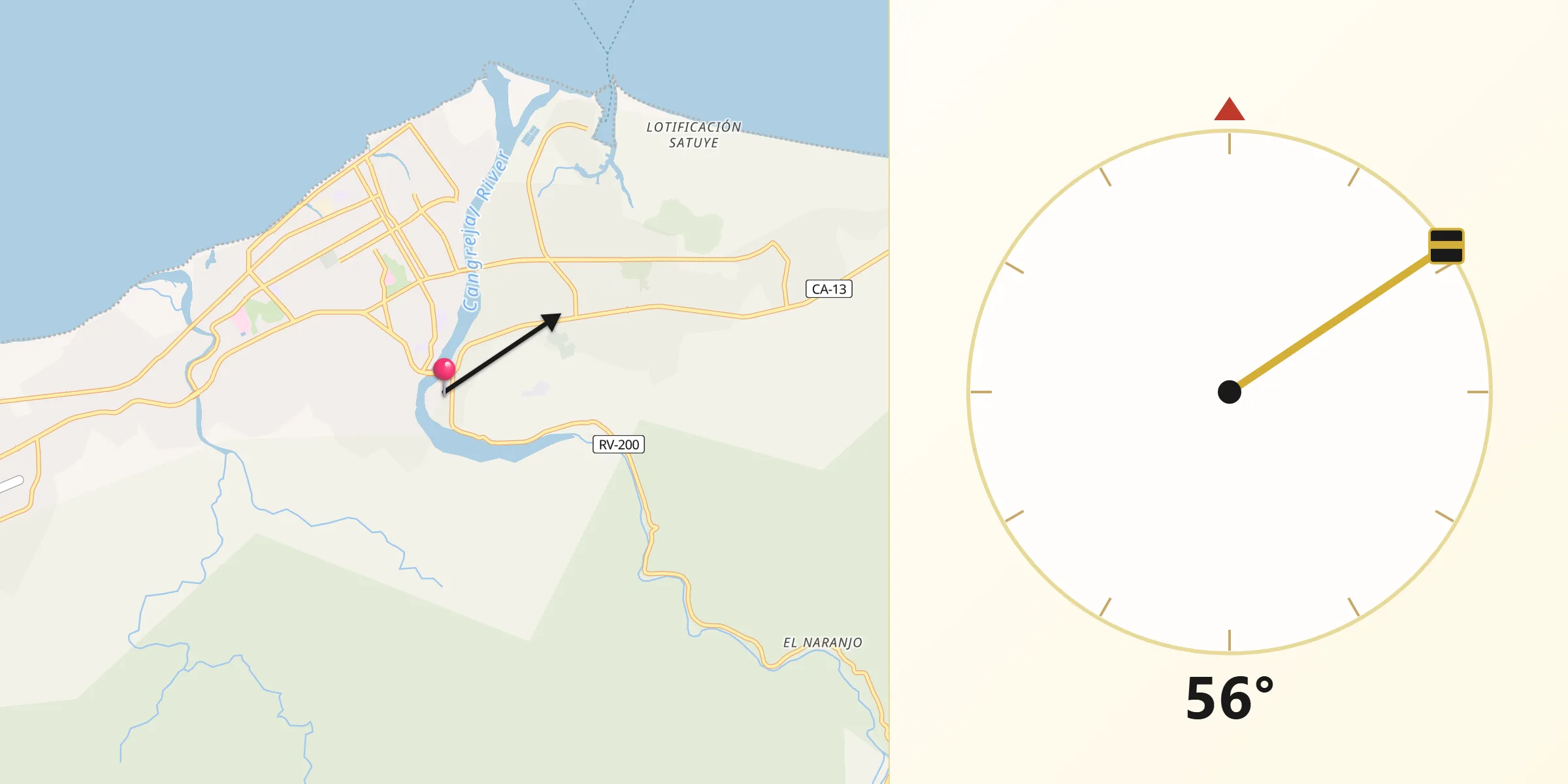 Dirección de la Qibla desde La Ceiba