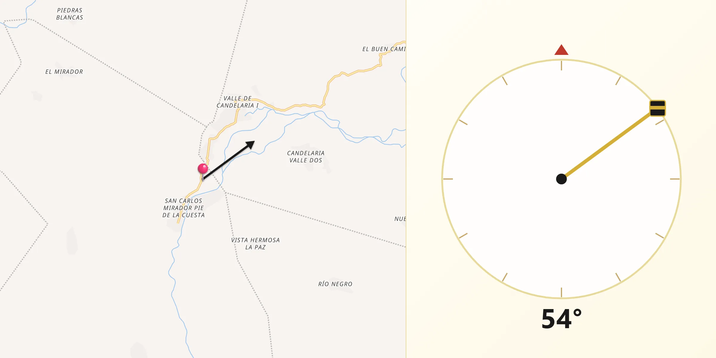 Dirección de la Qibla desde San Luis Ixcán