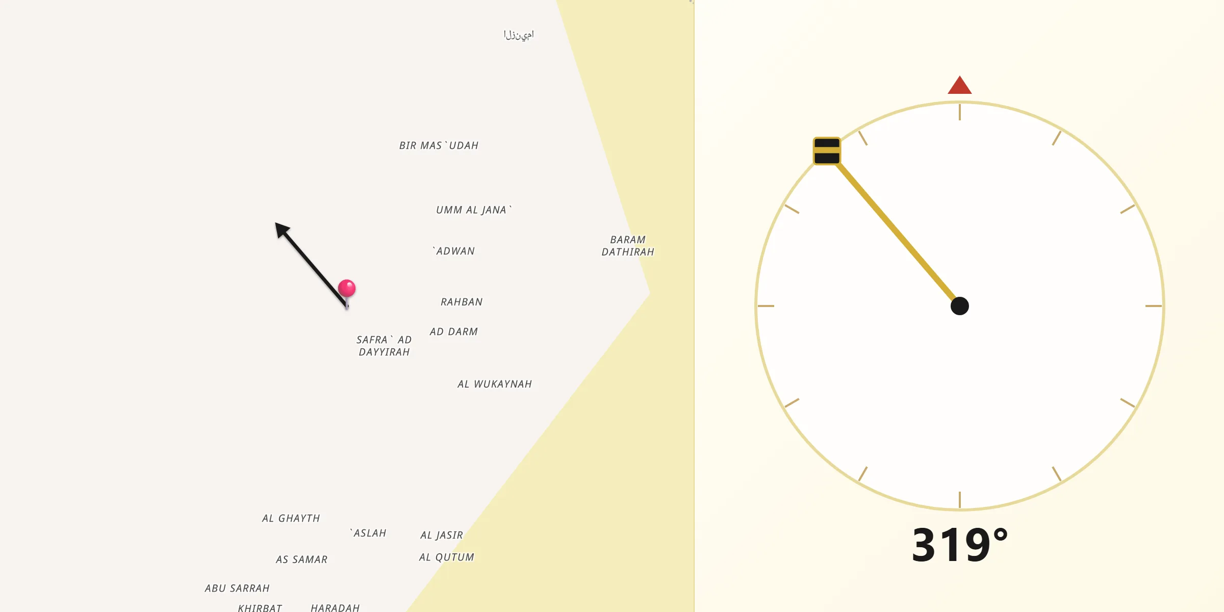 اتجاه القبلة من رغوان