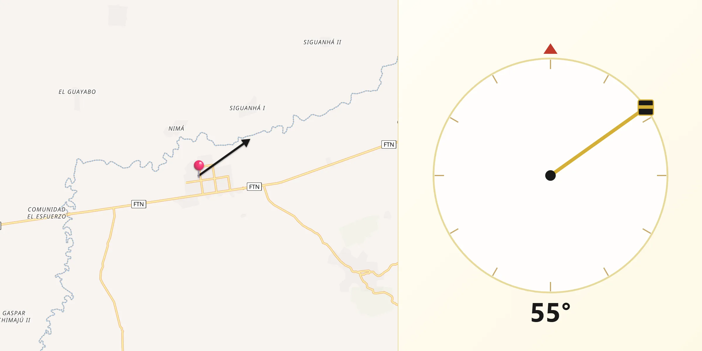 Dirección de la Qibla desde Chahal Guatemala